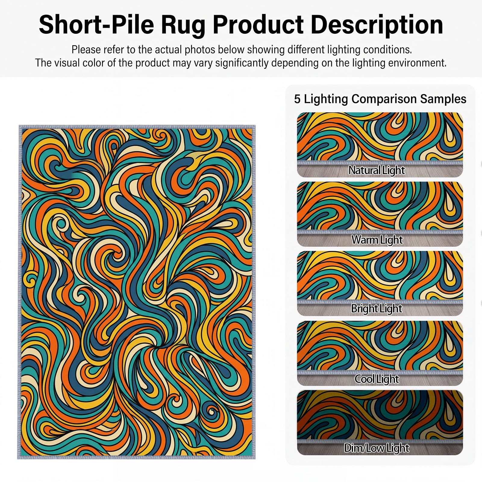 Générique Tapis Ruban d’intérieur Durable, Facile à Nettoyer 80x150 cm, Vintage Pop Abstrait Tapis pour Salon, Chambre, Cuisine ou entrée