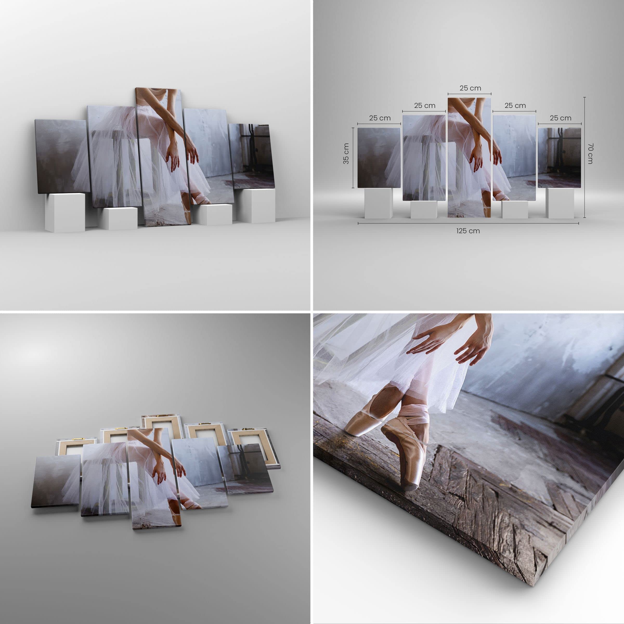 Moderno Quadro su Tela 90x30 cm Stampe da Parete Persone Musica - 4970 | Ballerina Balletto Studio Quadro Decorativo Set da 5 pezzi Soggiorno Arte da Parete Decorazione da Parete ARTTOR