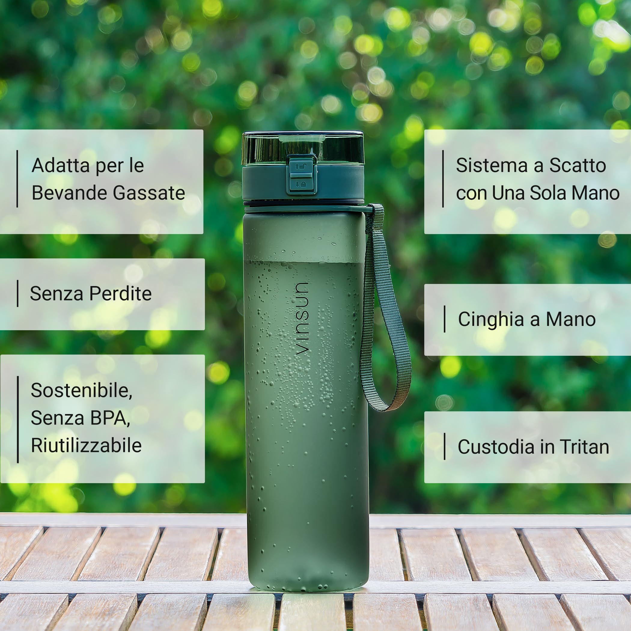 Borraccia Sportiva Vinsun 1 Litro - Tritan Senza BPA, Impermeabile, Leggera Per Palestra E Ufficio - Foto 4