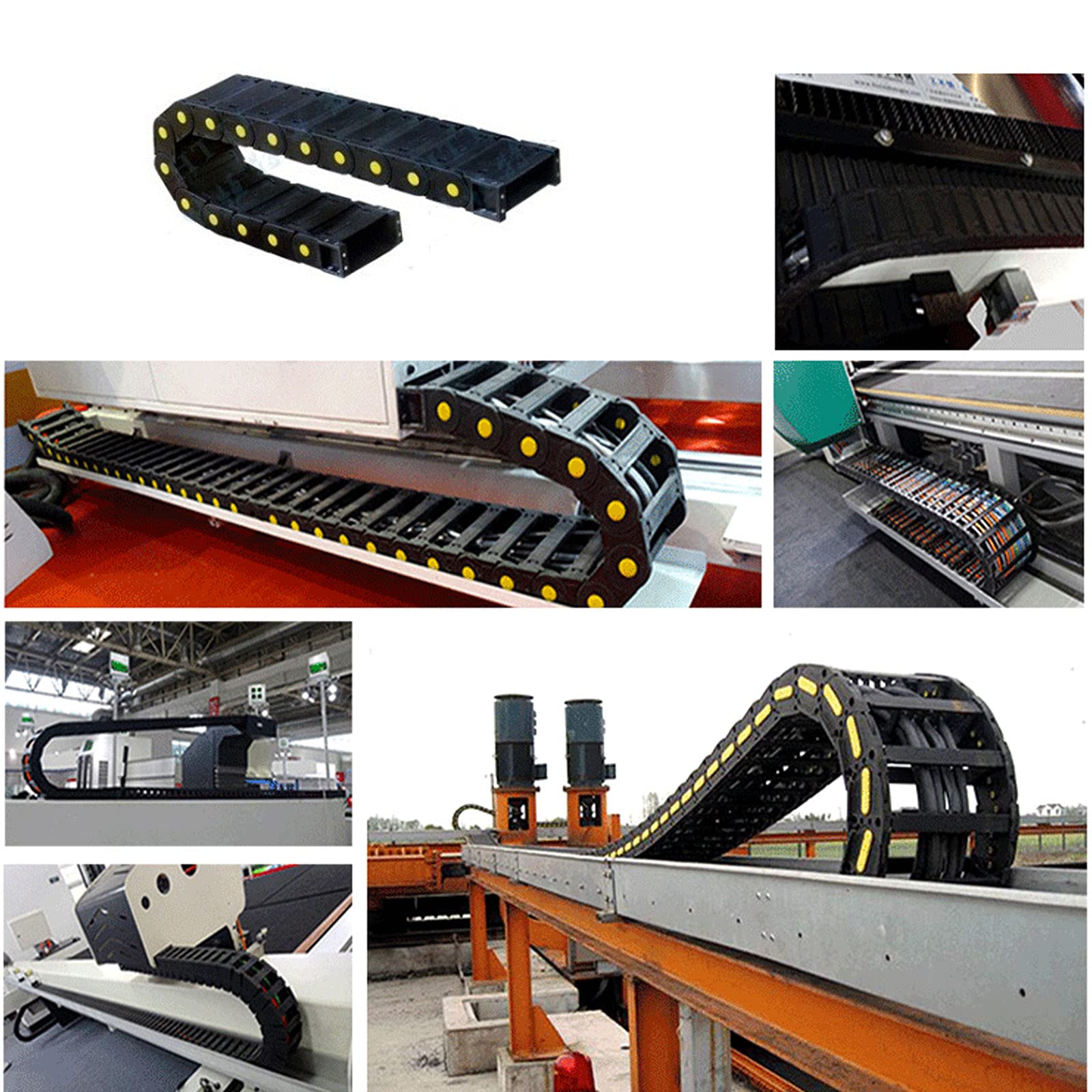 FUNSUEI 2-Pack Cable Drag Chains - 25x70mm Black Nylon Cable Carriers For CNC Machines & Equipment