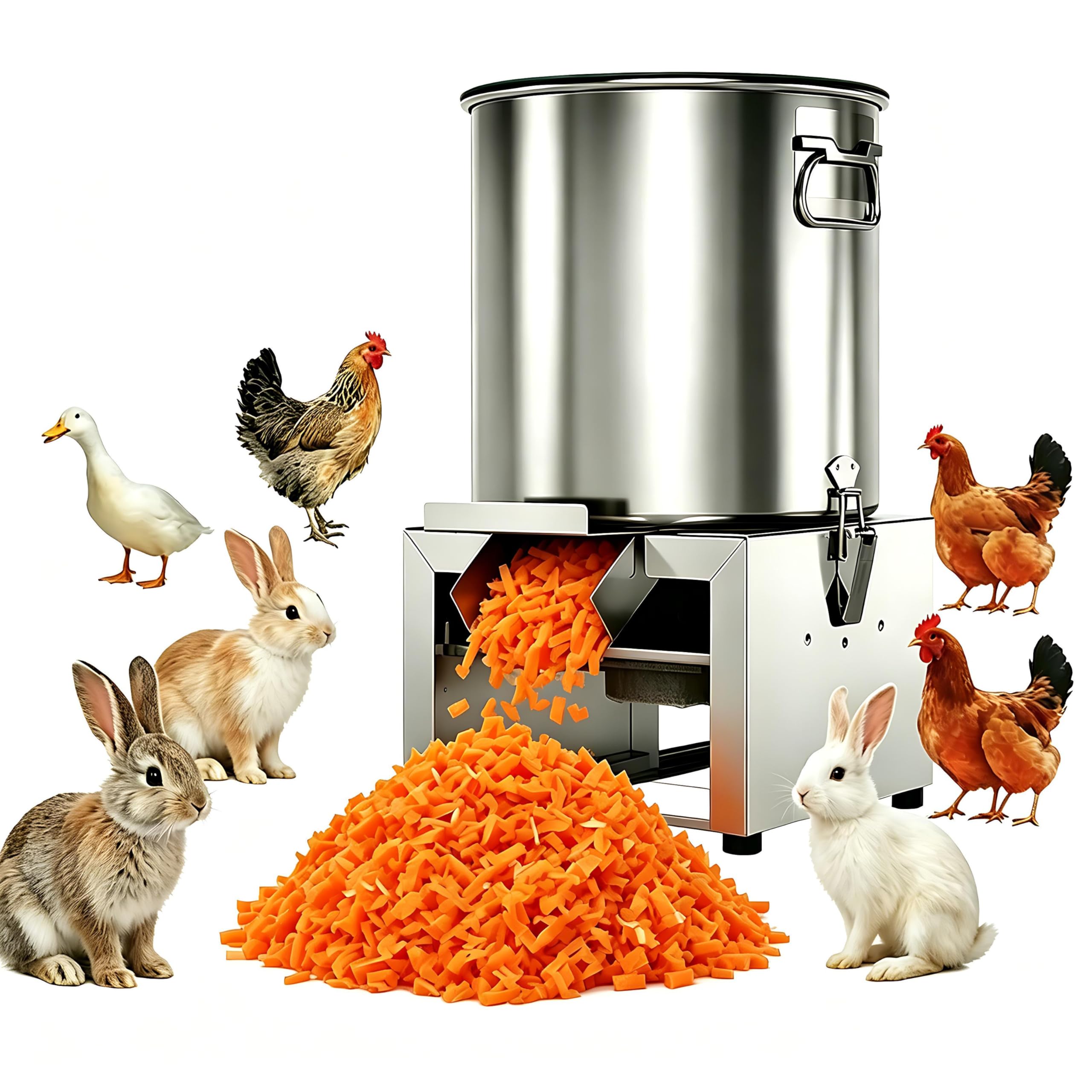 Picadora Multifunción 1800W para Pienso Animal, Tritura Coles, Zanahorias, Hierba y Cereales, 3500 RPM, Capacidad 120kg/h, para Avicultura y Porcicultura