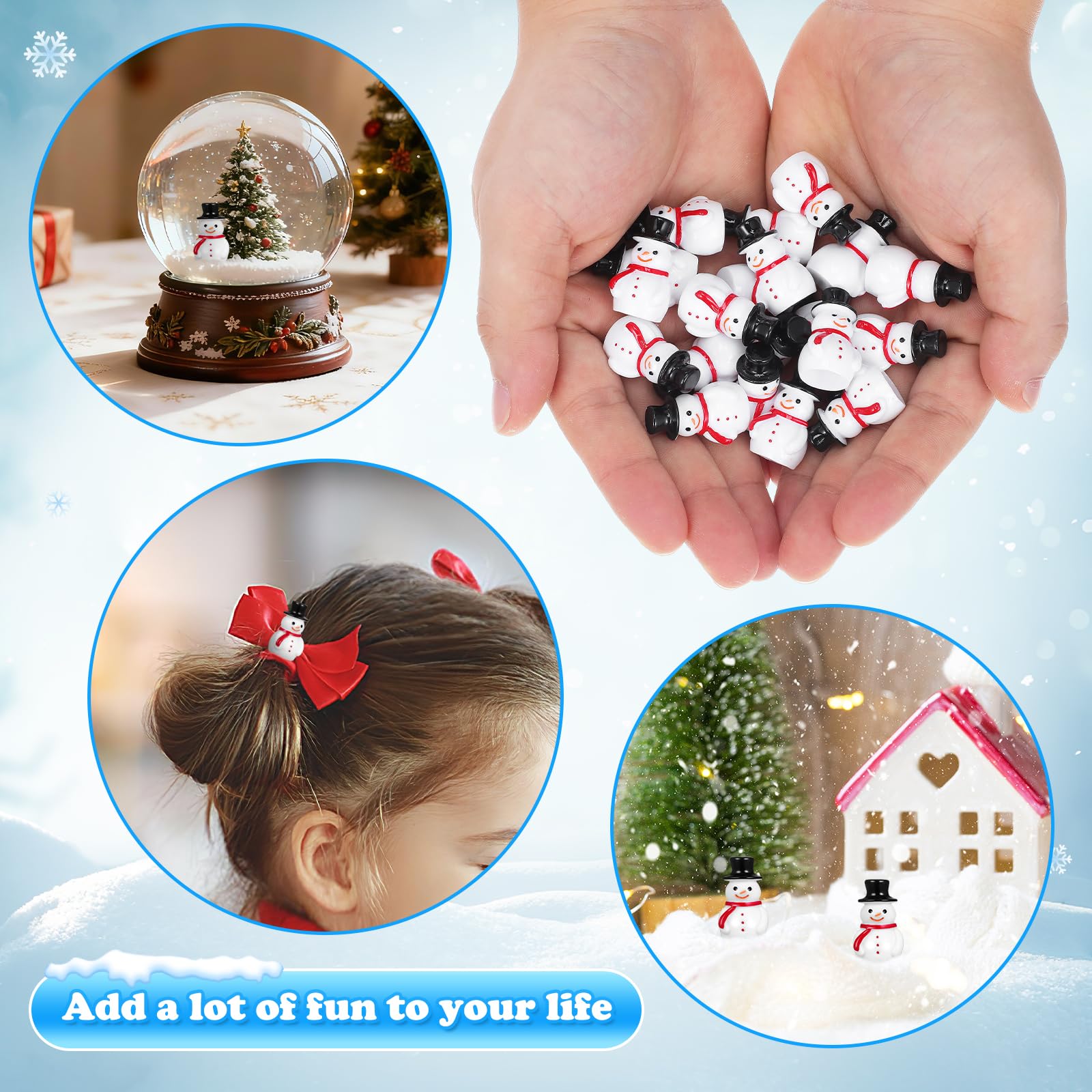 20 Pezzi Pupazzo di Neve in Miniatura in Resina Natalizia, Ornamenti Fai da Te per Decorazioni Micro Paesaggi, Accessori per Scrapbooking e Decorazioni Casa