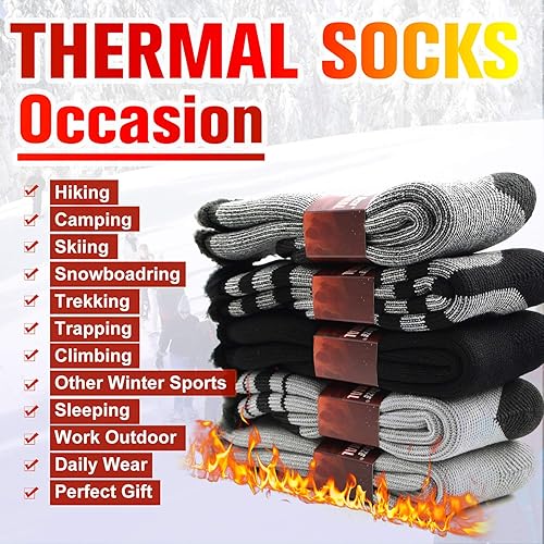 Miniatura 6 de Socks Daze Paquete de 12 calcetines térmicos cálidos de invierno para hombre para mujer, calcetines gruesos con aislamiento térmico para senderismo,