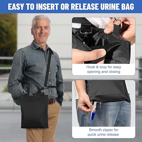 Miniatura 4 de Rhino Valley Foley - Funda para bolsa de catéter con correa ajustable y cubierta de tubo, soporte para bolsa de nefrostomía con bolsillo de