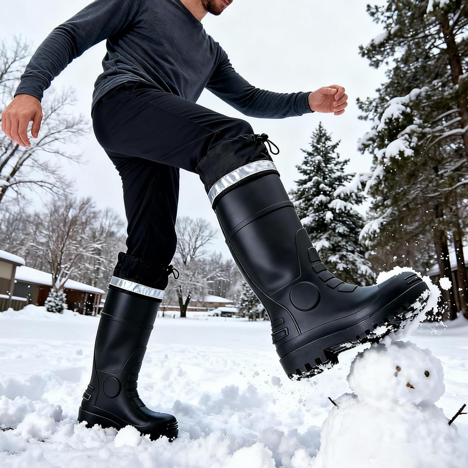 E KAINI Mens Rain Boots Knee High Waterproof Boot with PVC Rubber Mud Boots for Men, Comfort Lightweight Gardening Fishing Shoes for Yard Farm Outdoor Work - Image 9