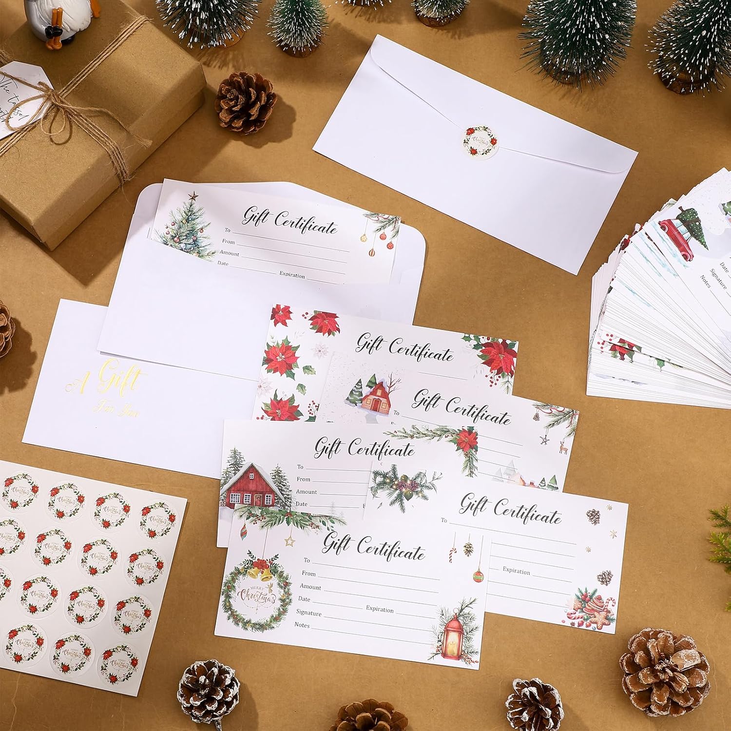 96 Set Gift Certificates for Business Included 96 Pcs Blank Certificate Cards with Gold Foil Envelopes and Stickers for Women Birthday Beauty Salon Restaurants Customer Christmas image 7 of 7 B0D8W3CSKP