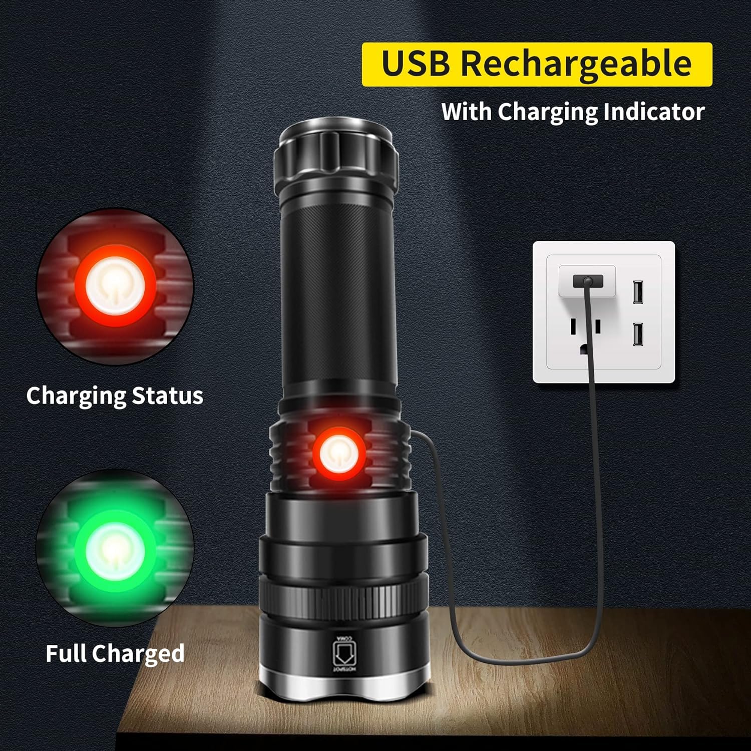 Lampe Torche LED Tactique Super Puissante – 50 Millions De Lumens – Rechargeable USB