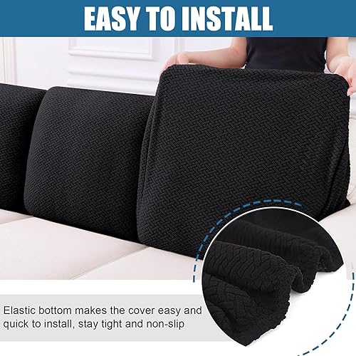 Miniatura 4 de Smiry Fundas de cojín impermeables para sofá, fundas de cojín elásticas de jacquard grueso, funda de asiento lavable, protector elástico de muebles