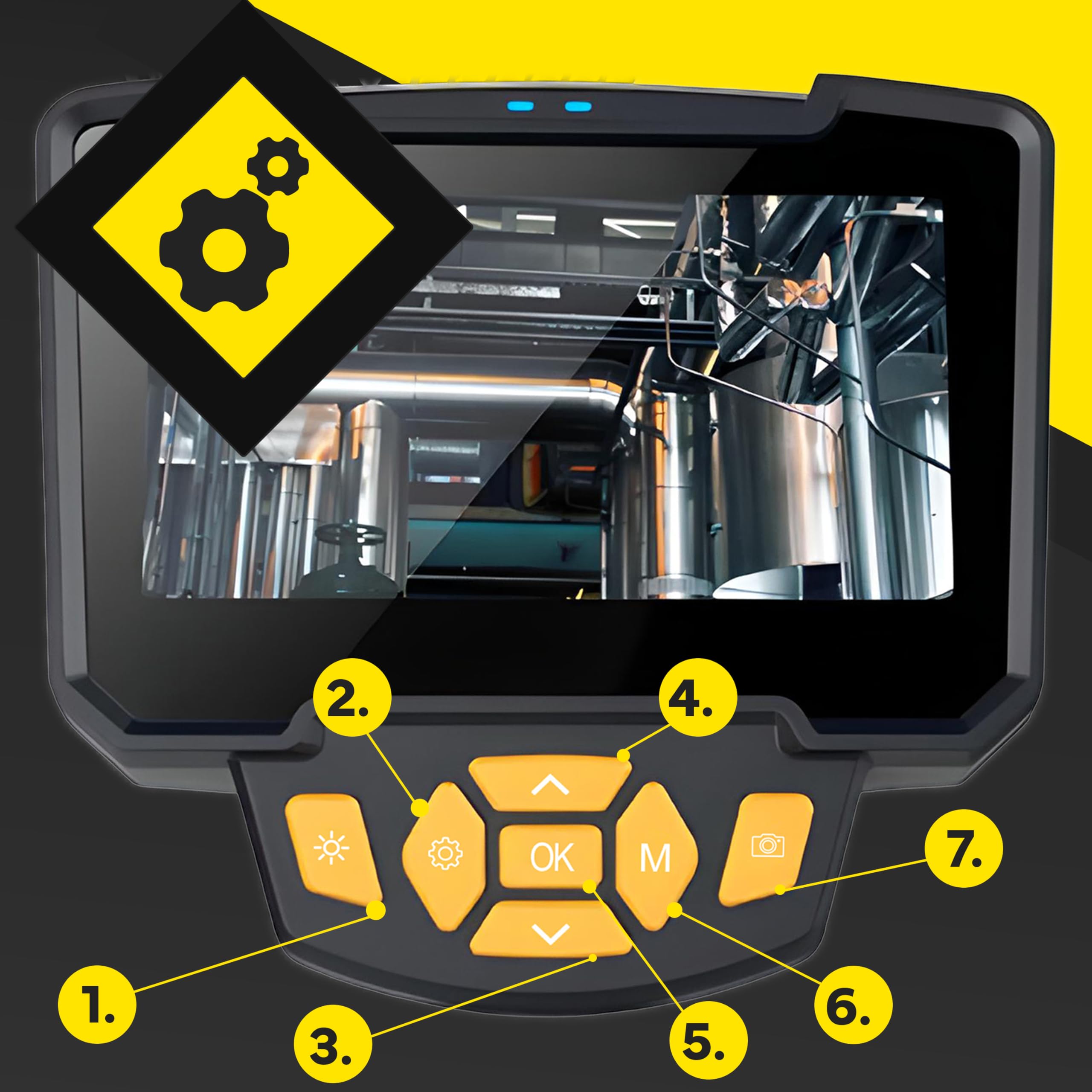 Retoo Cámara endoscópica Industrial Impermeable IP67, Pantalla de Imagen HD de 4,3 Pulgadas 3 m, endoscopio Digital Industrial, cámara de inspección, cámara Tubular