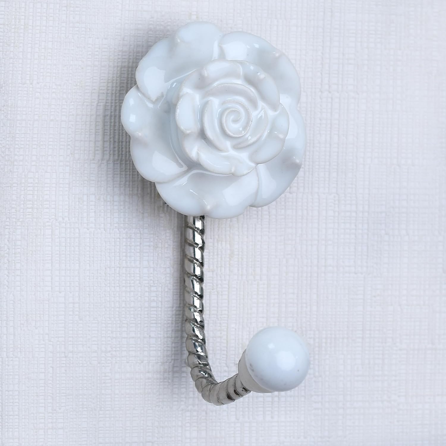 Indian Shelf 1 Piece Multi-Use White Ceramic Decorative Cute Hooks for Hanging Coats, Jackets, Leash, Hat, Towel, Backpack, Purse, Handbag Wall Hangers