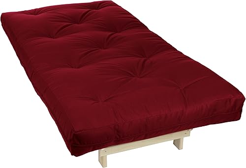 Miniatura 168 de Poly Solid - Colchón de futón completo, 8 pulgadas, color azul polvoriento Negro -,Azul,rosado (Blush Pink),Borgoña,Burnt orange,2-Burnt