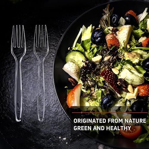 Vista 20 de Liacere 360 cubiertos de plástico transparente resistente, 150 tenedores, 150 cucharas, 60 cuchillos, sin BPA, resistentes al calor, juego de Claer