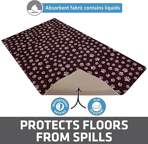 Miniatura 55 de Drymate Mantel individual con tazón para mascotas, tapete de alimentación de alimentos para perros y gatos, tela absorbente, respaldo impermeable