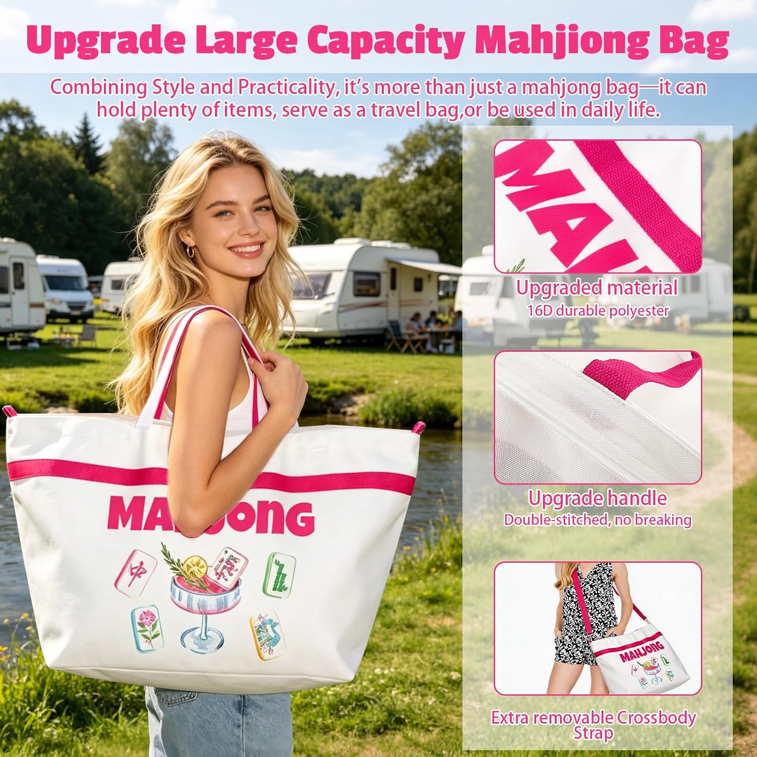 Large Size 4 Pack Mahjiong Bag for Tiles and Racks, Empty Mahjong Tile Bag | mahjong travel set with Separately Mahjong Mat Bag, Mahjong Rack Bag, Durable Mahjong Accessories Bag for Mahjong Players