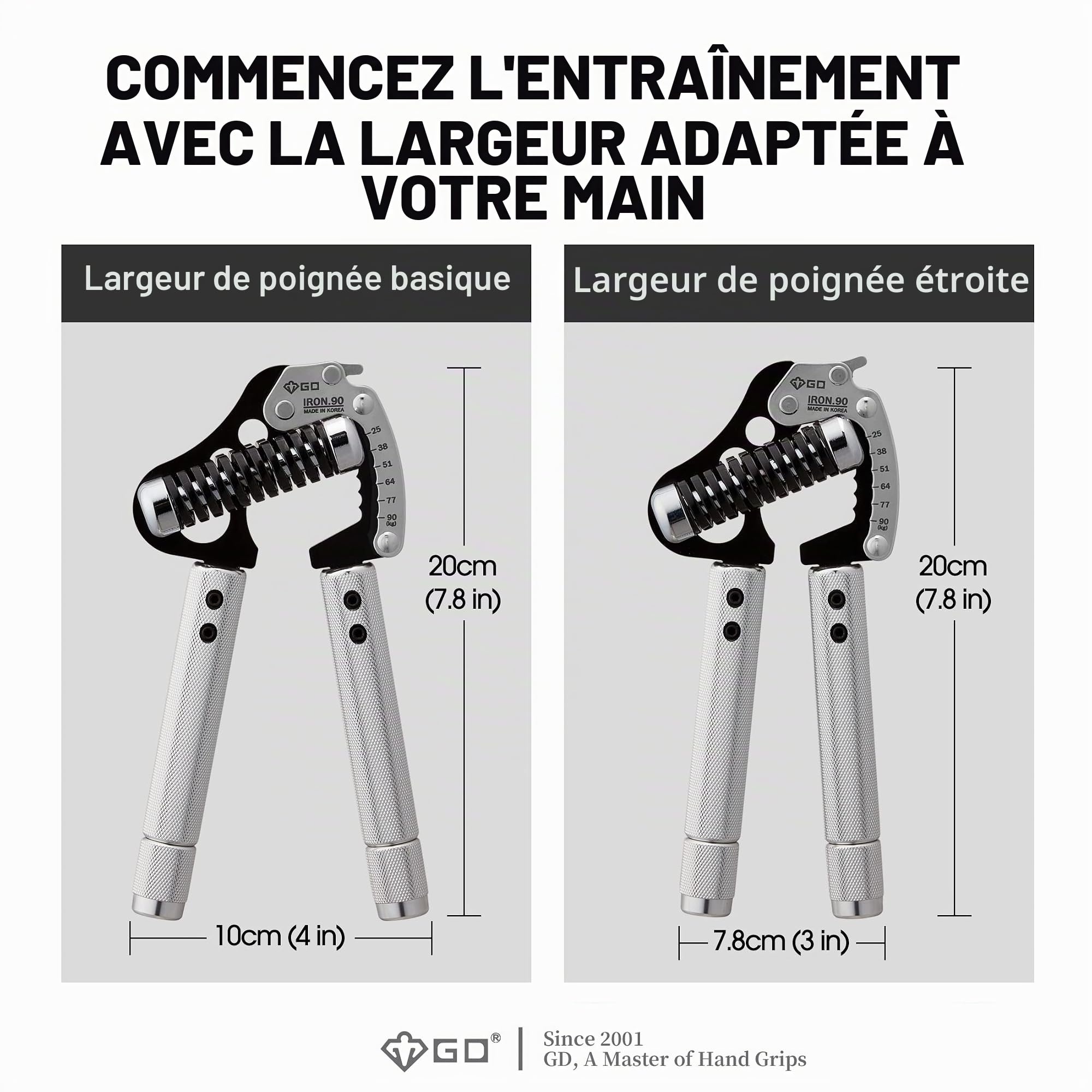 GD Pince de préhension réglable, Main renforçateur (55 à 198 Livre:. Fer ext 90)