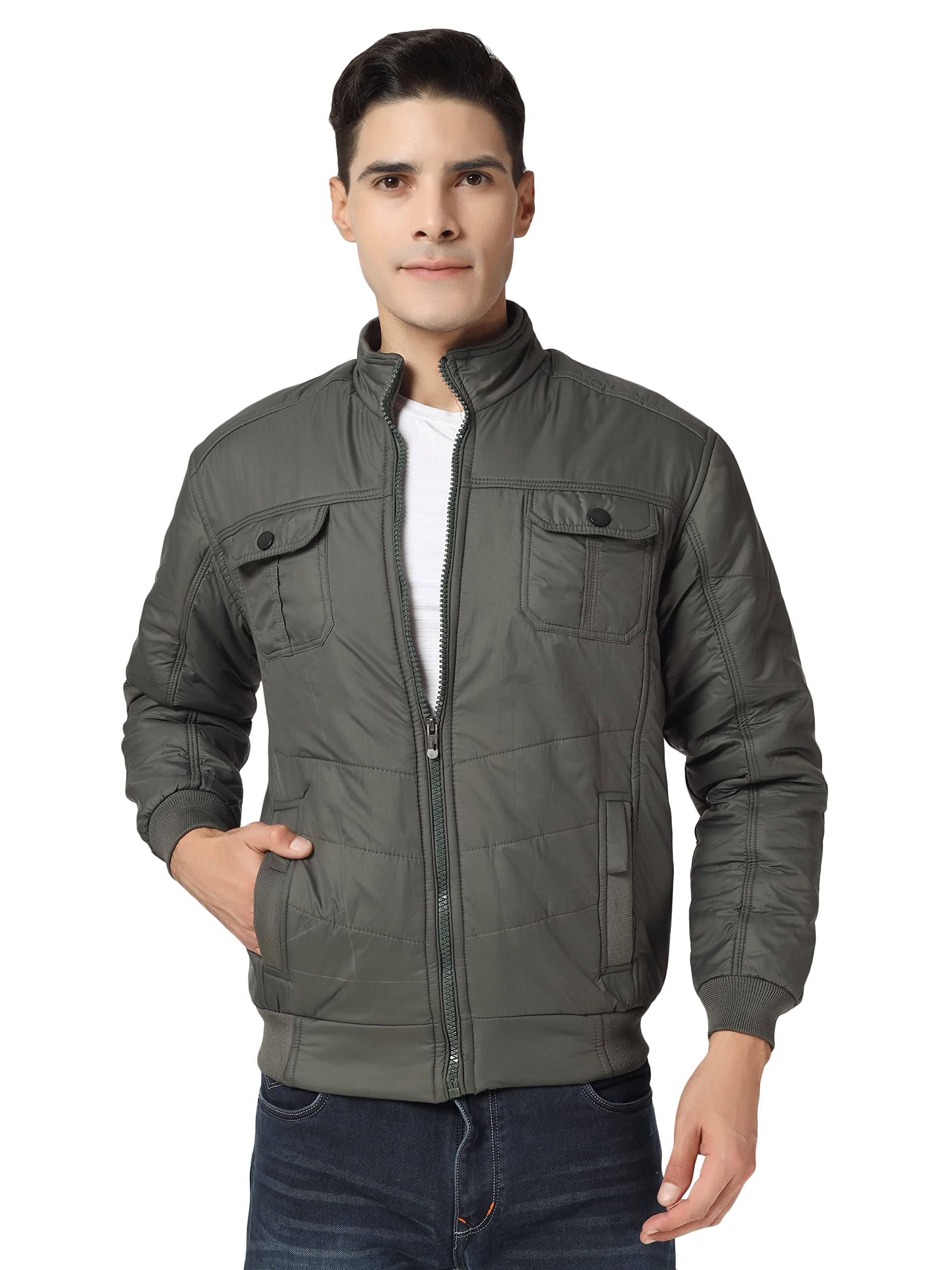 TrapNationMen's Quilted Jacket Jerkin (L, Green)