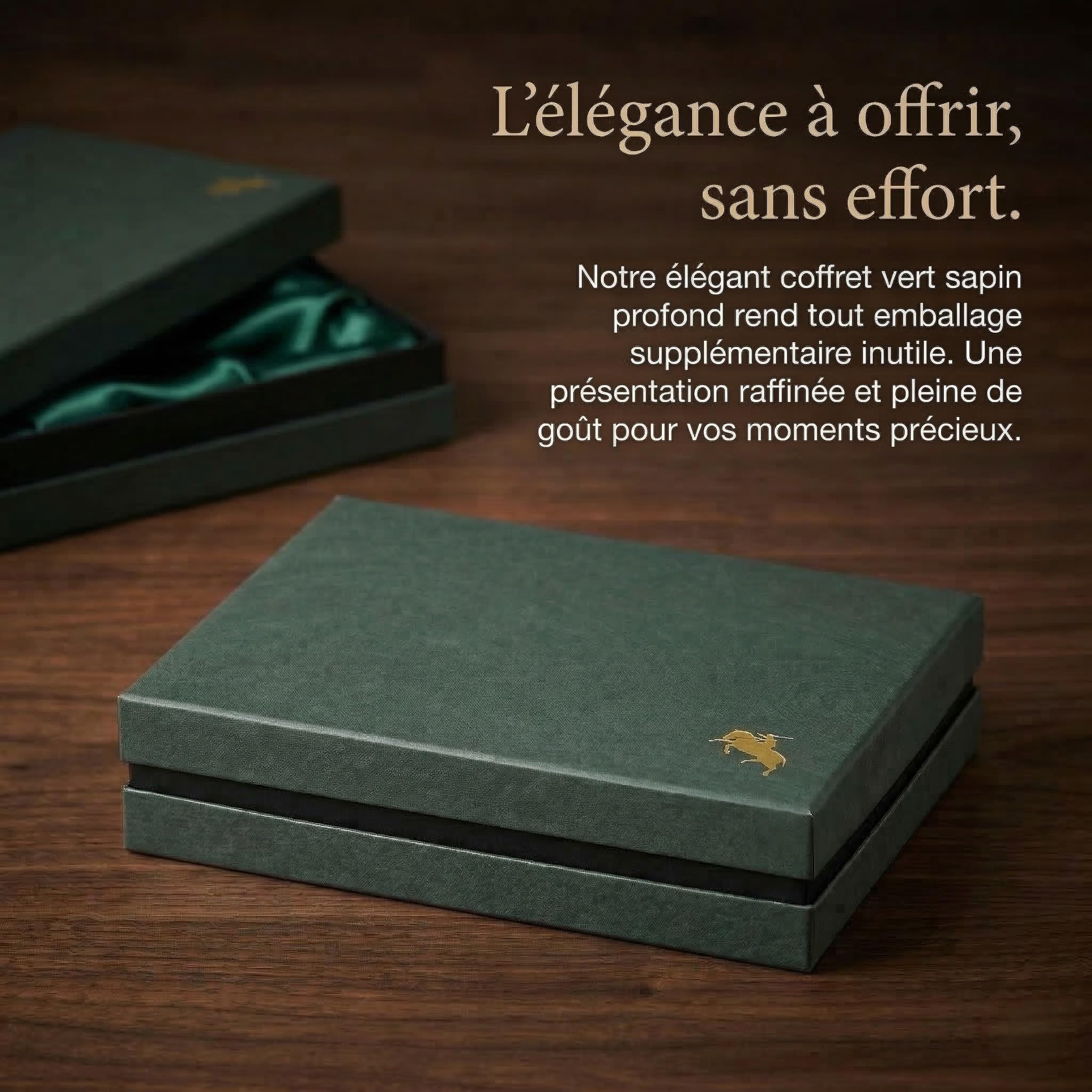 Polo Air Coffret-Cadeau Homme 4 Pièces - Ensemble Élégant avec Ceinture Portefeuille Porte-Cartes & 50ml Parfum - Noir avec Boîte Cadeau Premium