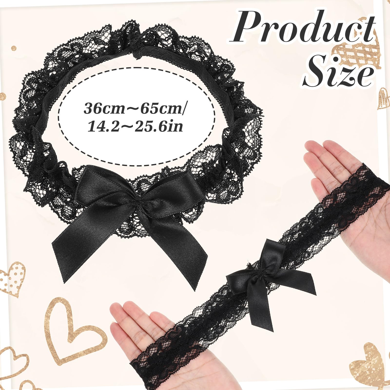 Black Lace Garter, 2 PCS Adjustable 14.2–25.6in Thigh black garters for thigh With Bow, Sexy Bridal Garter Belt For Bride, Wedding, Party, Girls Gifts
