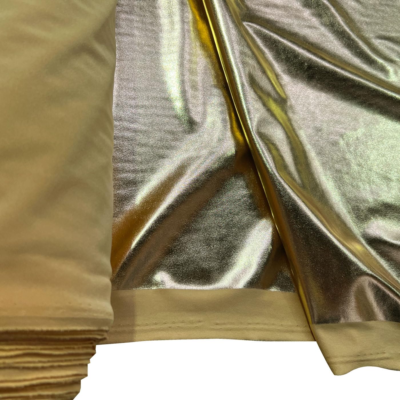 E. U. Fabrics Ltd Gold Eu Fabrics Metallic Lycra Stretch Fabric | Spandex 4-Way Stretchy Material For Sewing | Ideal For Dancewear And Costume | Elastane Shiny Foil Spandex (, Sample 10X10cm)