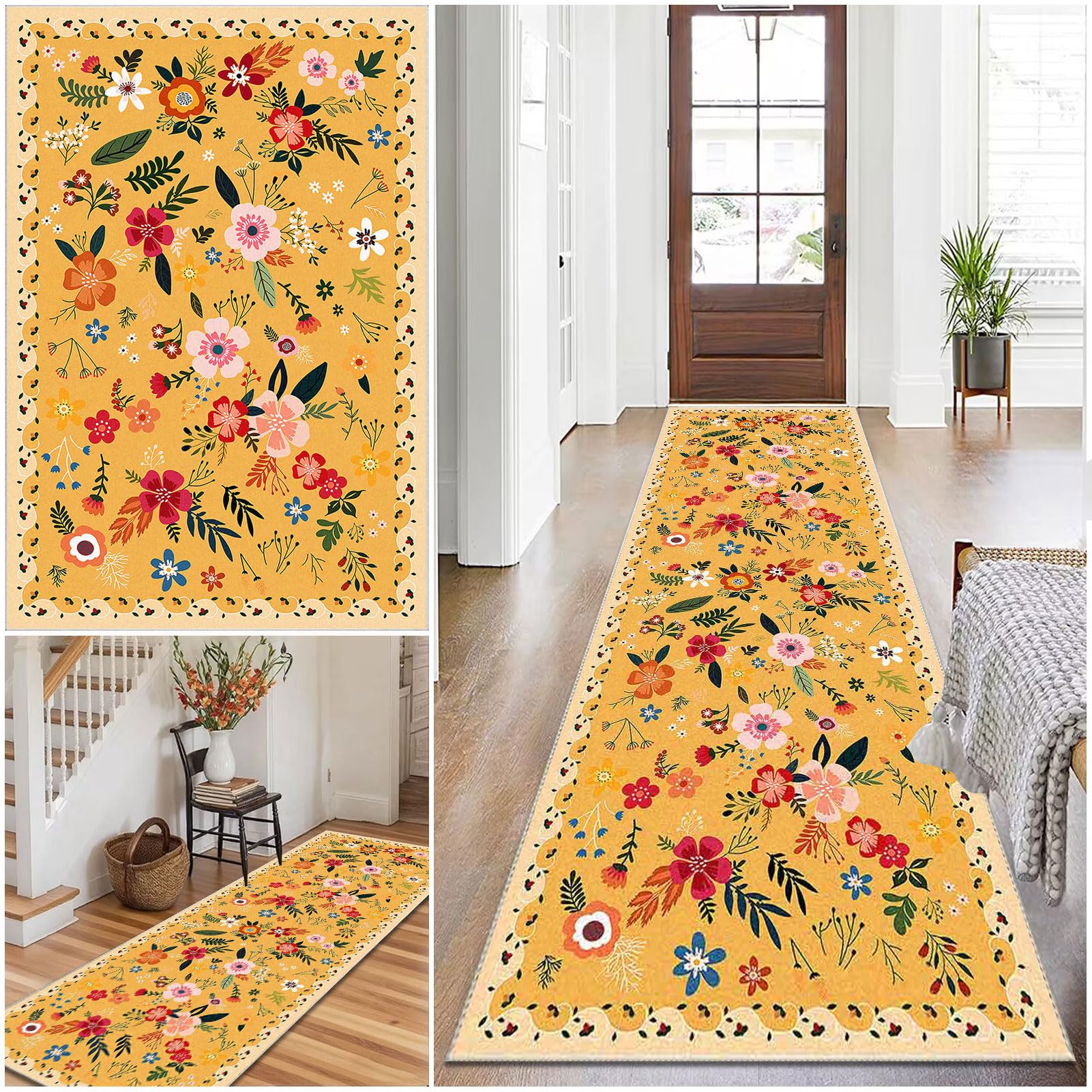 Carpet Runner for hallways Kitchen Runners Non Slip Washable Hallway Runner Long Hall Runner Kitchen Mats Rug Runners for Hallways Bedside Rugs for Bedrooms Entrance Laundry Bedroom 40 x 70 cm