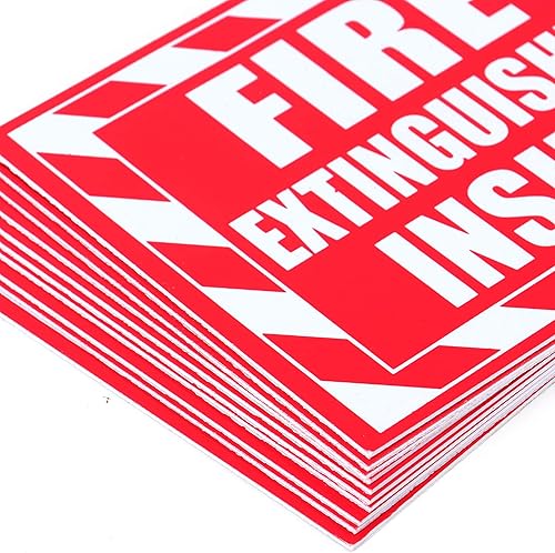 Miniatura 4 de Fasmov Paquete de 10 adhesivos para extintor de incendios en el interior, 5 x 4 pulgadas, rojo sobre blanco