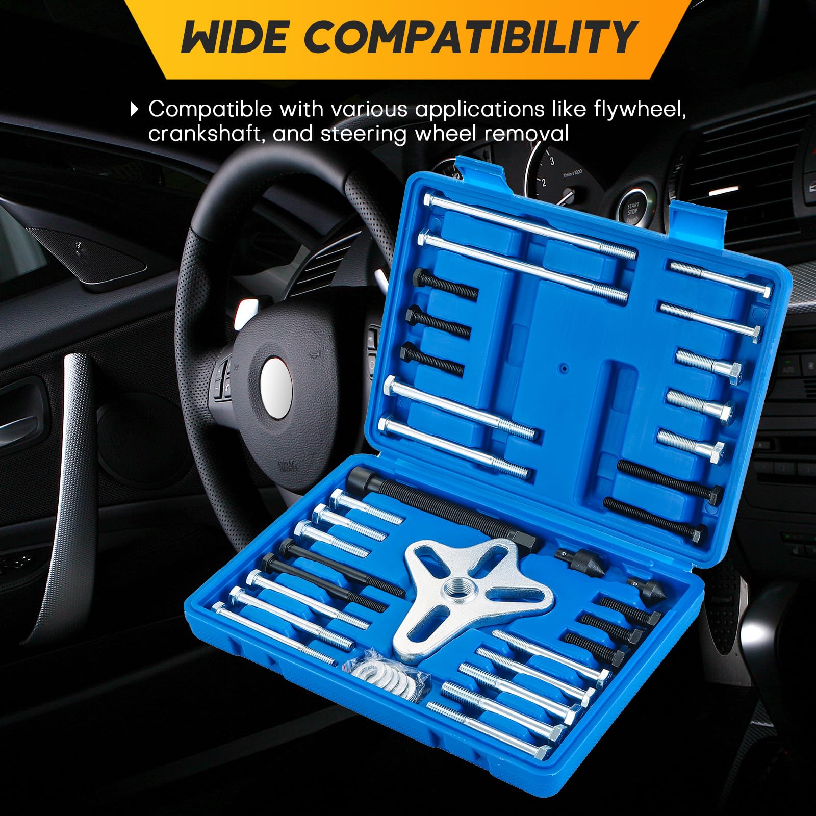 Juego de extractores de equilibrio armónico de 46 piezas, extractor de volante completo, kit de extractor de volante automotriz, extracción de polea del cigüeñal, extractor de engranajes,