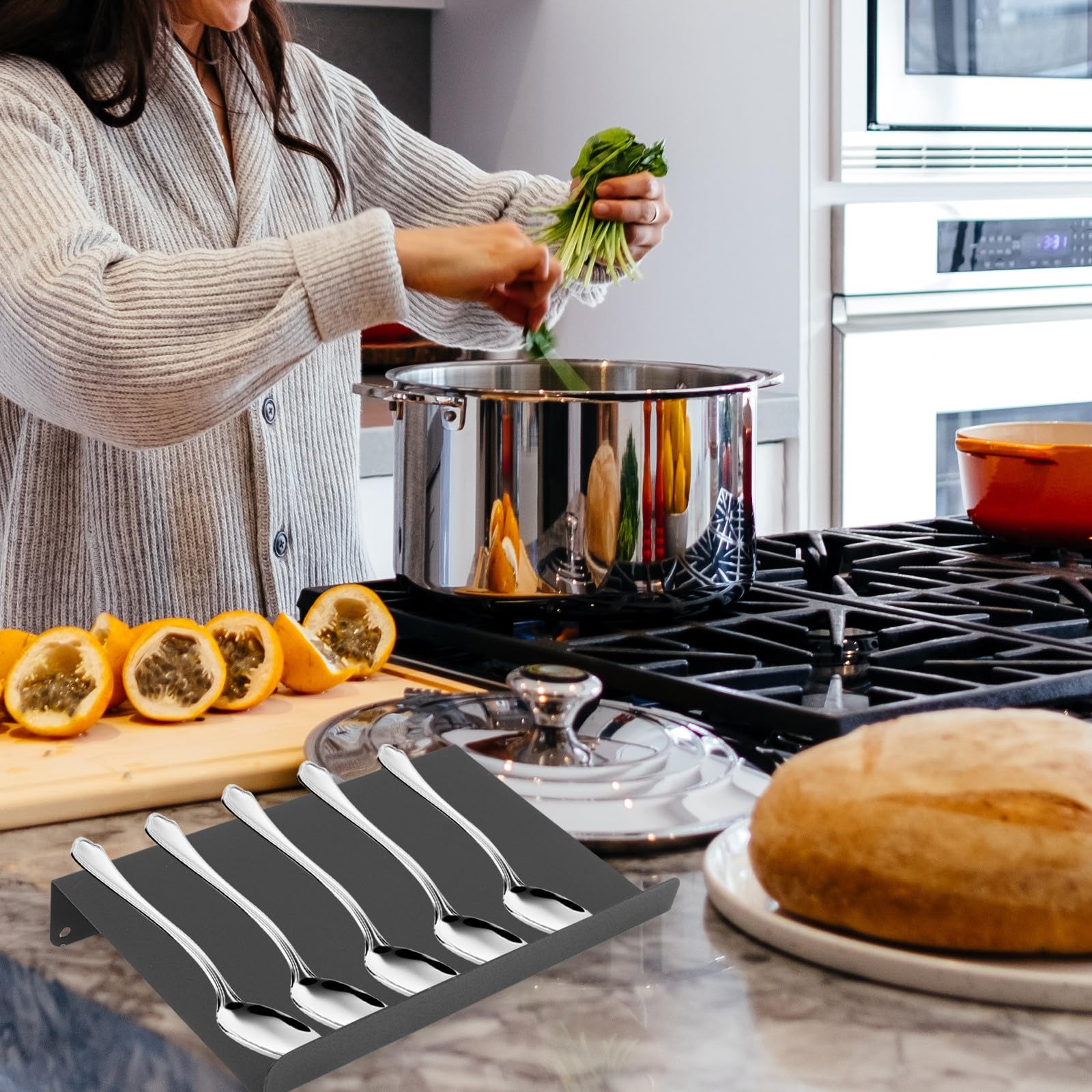Organiseur de Tiroir la Cuisine en Aluminium Spatial Noir, Support de Rangement Épices Design Ergonomique, pour Organiser et Optimiser L'espace Cuisine