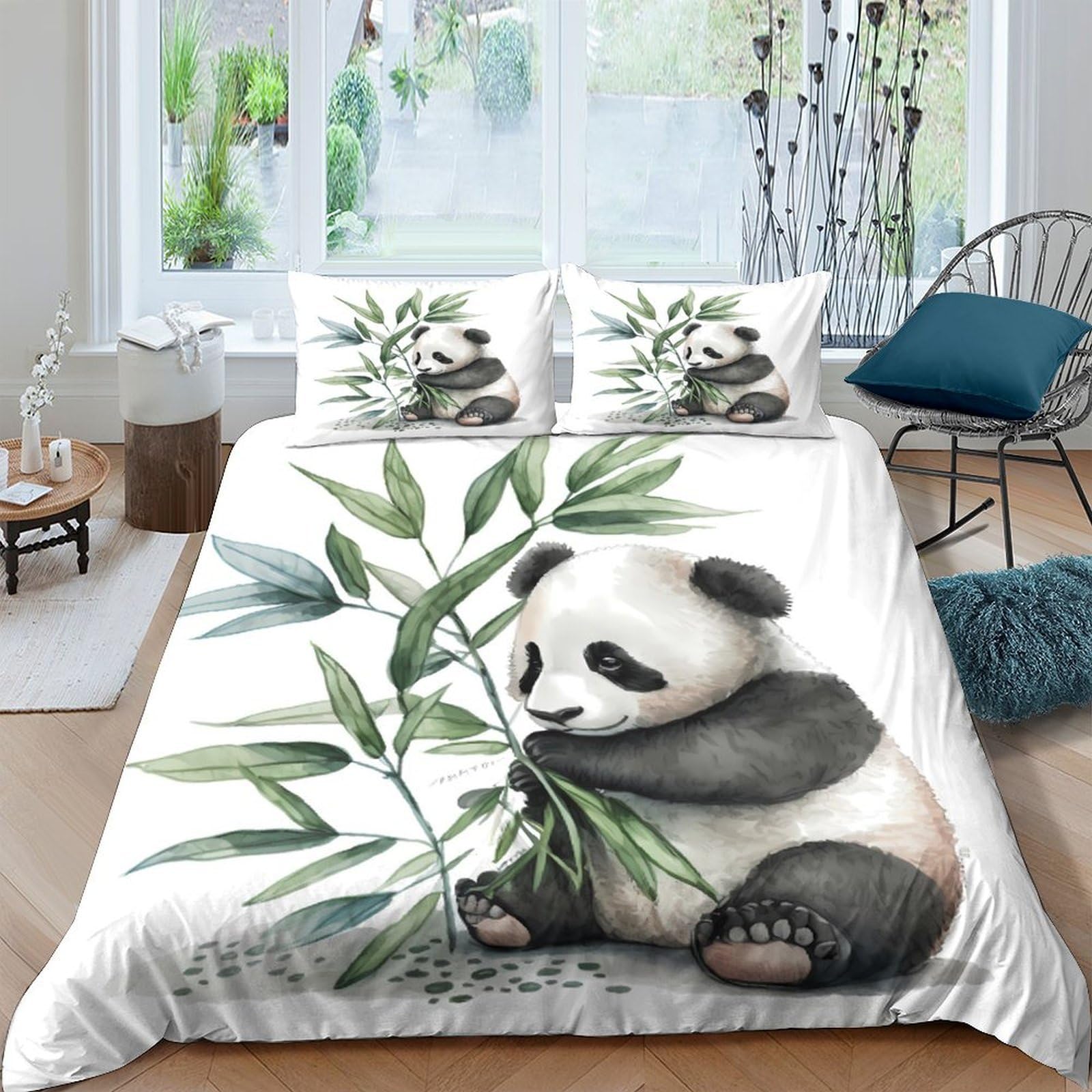 Ctjqhvkz Style-9 3D Printed Panda Bamboo Fitted Sheet Microfiber Soft Breathable Mattress Cover For Bedroom Guest Room Decor Single（135X200cm）