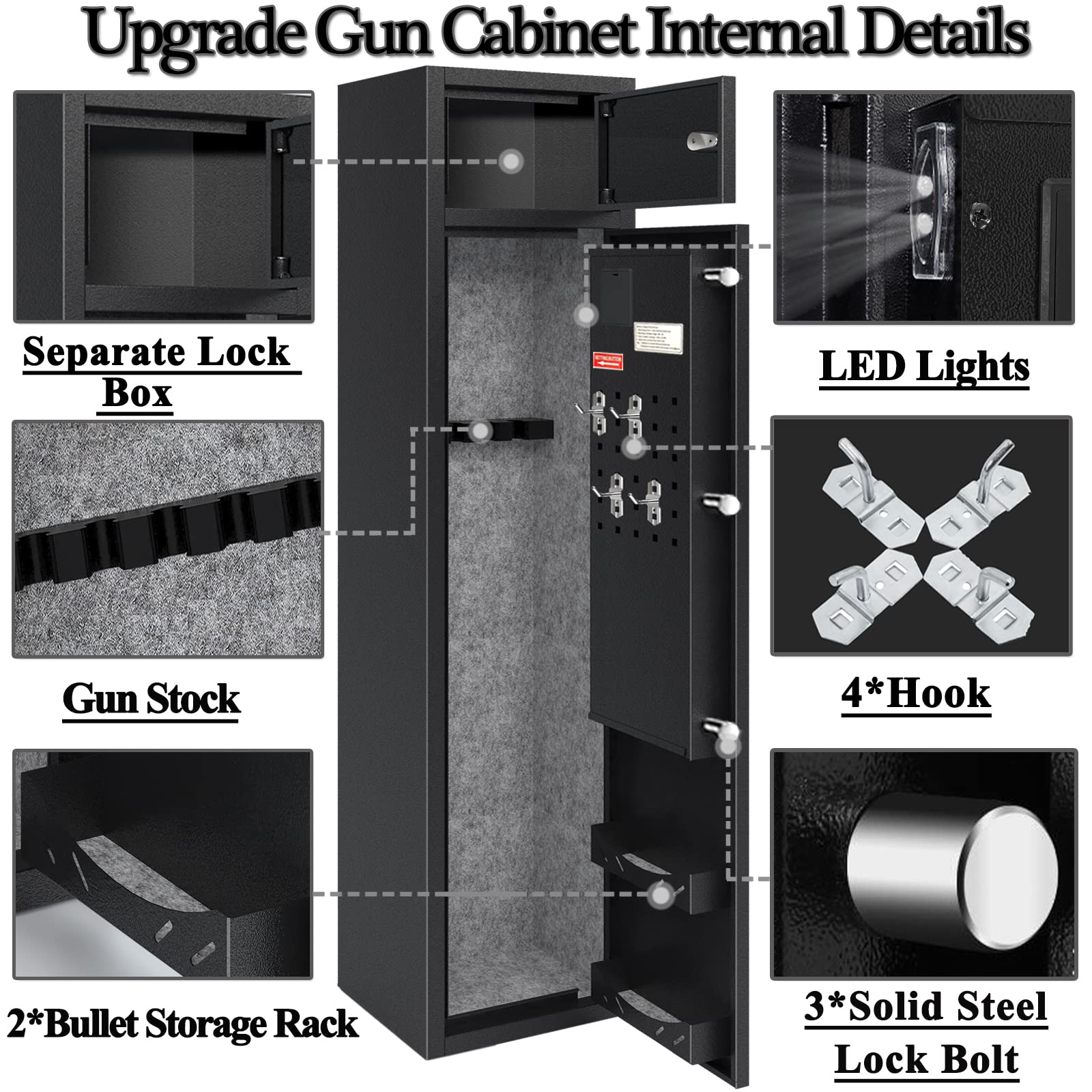KAER Large Rifle Safe, Gun Safe for Rifles and Shotguns, Quick Access