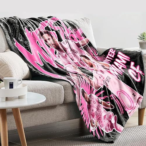 Miniatura 4 de Yrindyiz Manta de franela ligera con estrellas de fútbol, acogedora y suave, manta de forro polar para fanáticos con aire acondicionado, 40 x 50