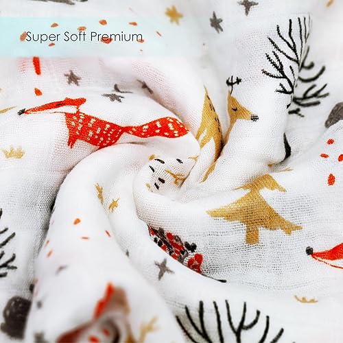 Miniatura 6 de Upsimples - Manta unisex de muselina de bambú suave y sedosa manta de recepción neutra para niños y niñas 47 x 47 pulgadas juego de 4  zorro