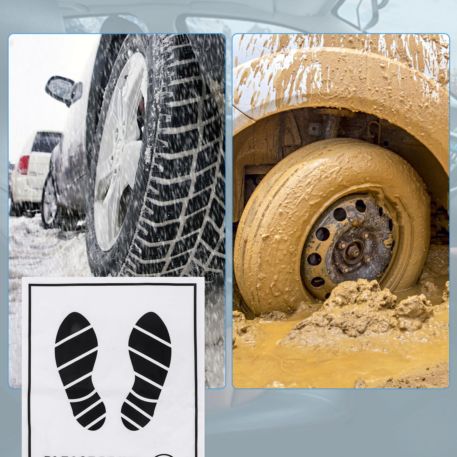 100 Pcs Paper Car Floor Mats - 20x16 Disposable Auto Floor Pads with Footprint Words Bulk White Kraft — view 6