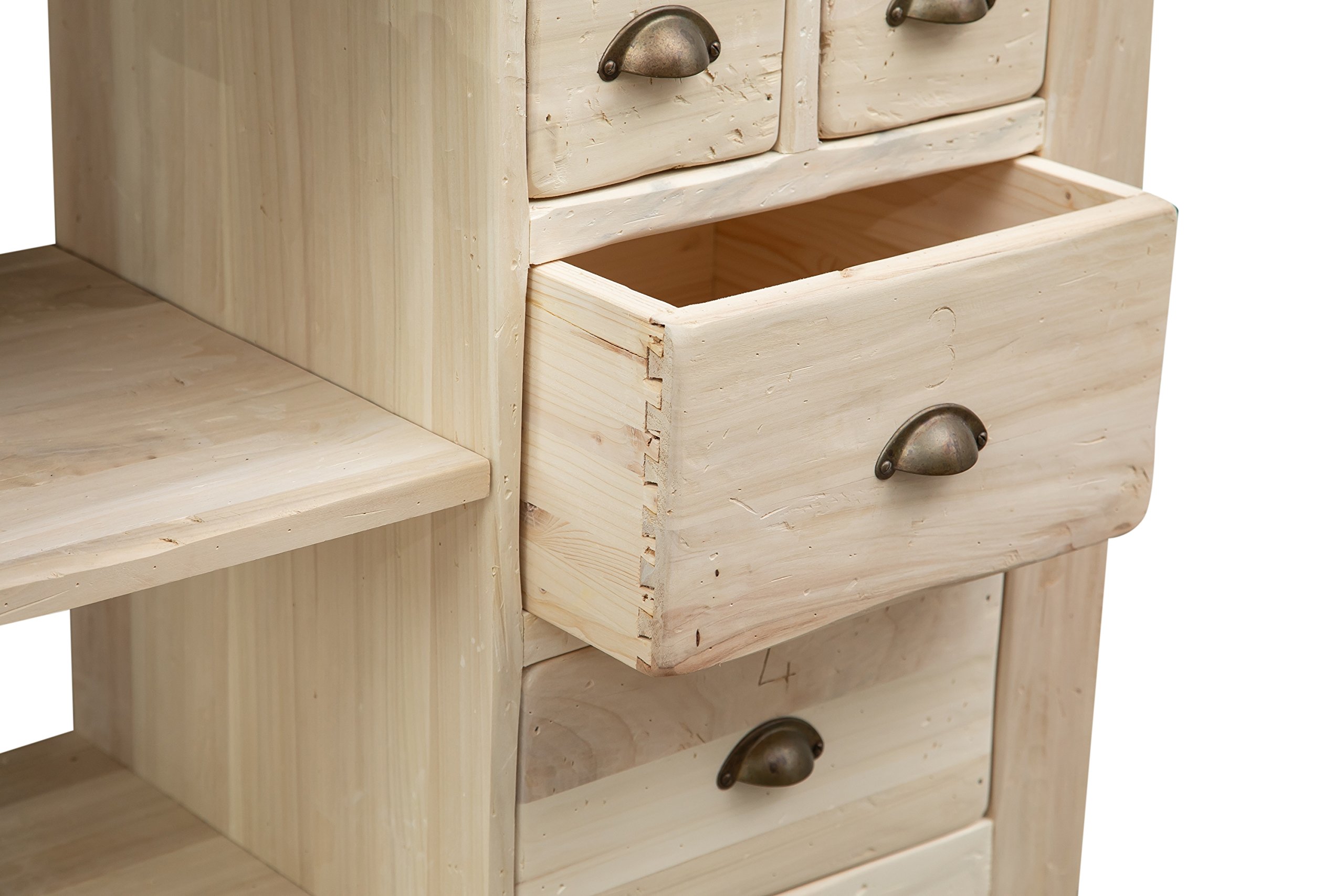 Biscottini Banco Tavolo da lavoro Country in legno massello di tiglio finitura grezza L 116 x PR 63 x H 90 cm Made in Italy, fedele riproduzione di un antico ed originale Banco da Falegname