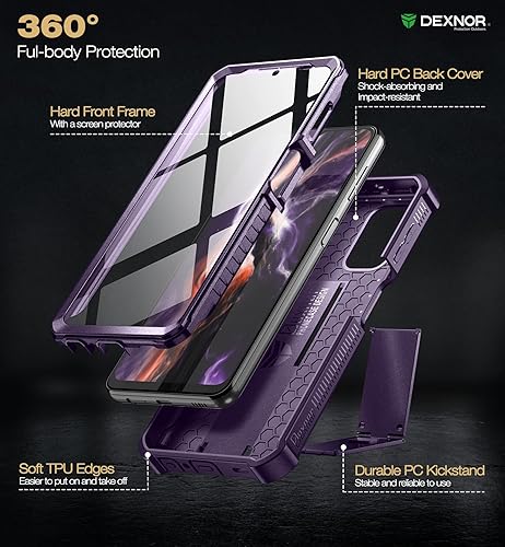 Miniatura 6 de Dexnor Funda para Samsung Galaxy A32 5G, protector de pantalla y soporte integrados Protección de grado militar resistente a prueba de golpes para