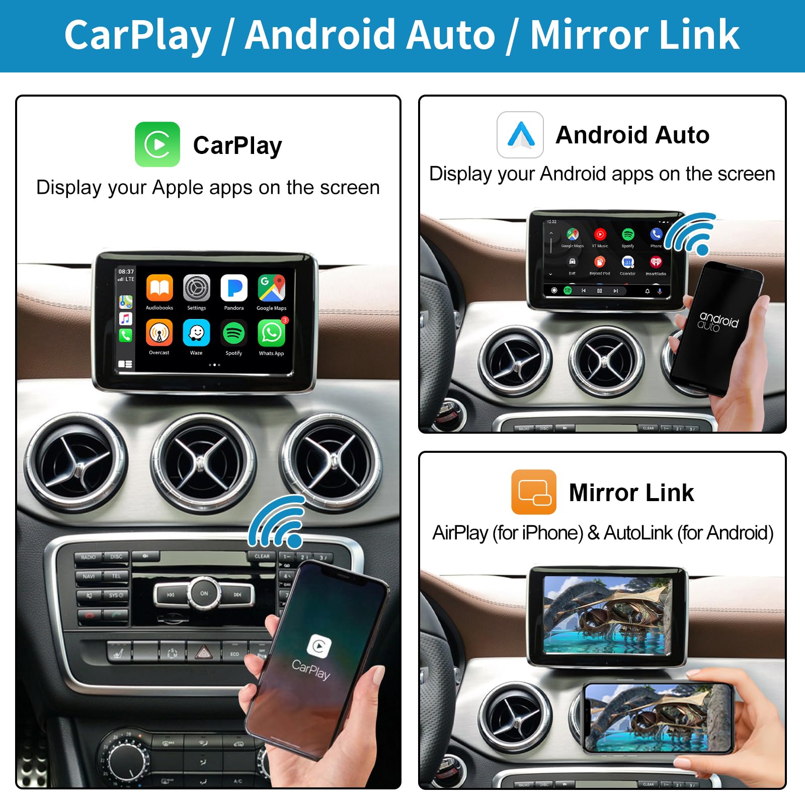 Ninetom Wireless Carplay Retrofit Kit Decoder for 2011-2015 Mercedes Benz A/B/C/GLK/GLA/GLC/GLS/ML/GL/SLK/E/G/V Class with NTG4.5/4.7 System - Image 3