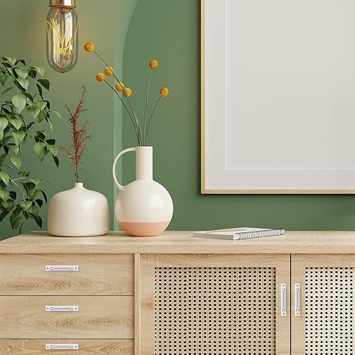 Miniatura 6 de Paquete de 2 manijas de puerta de granero, manijas de puerta plateadas, tiradores de gabinete deslizantes, 5 agujeros, accesorios de aleación de zinc