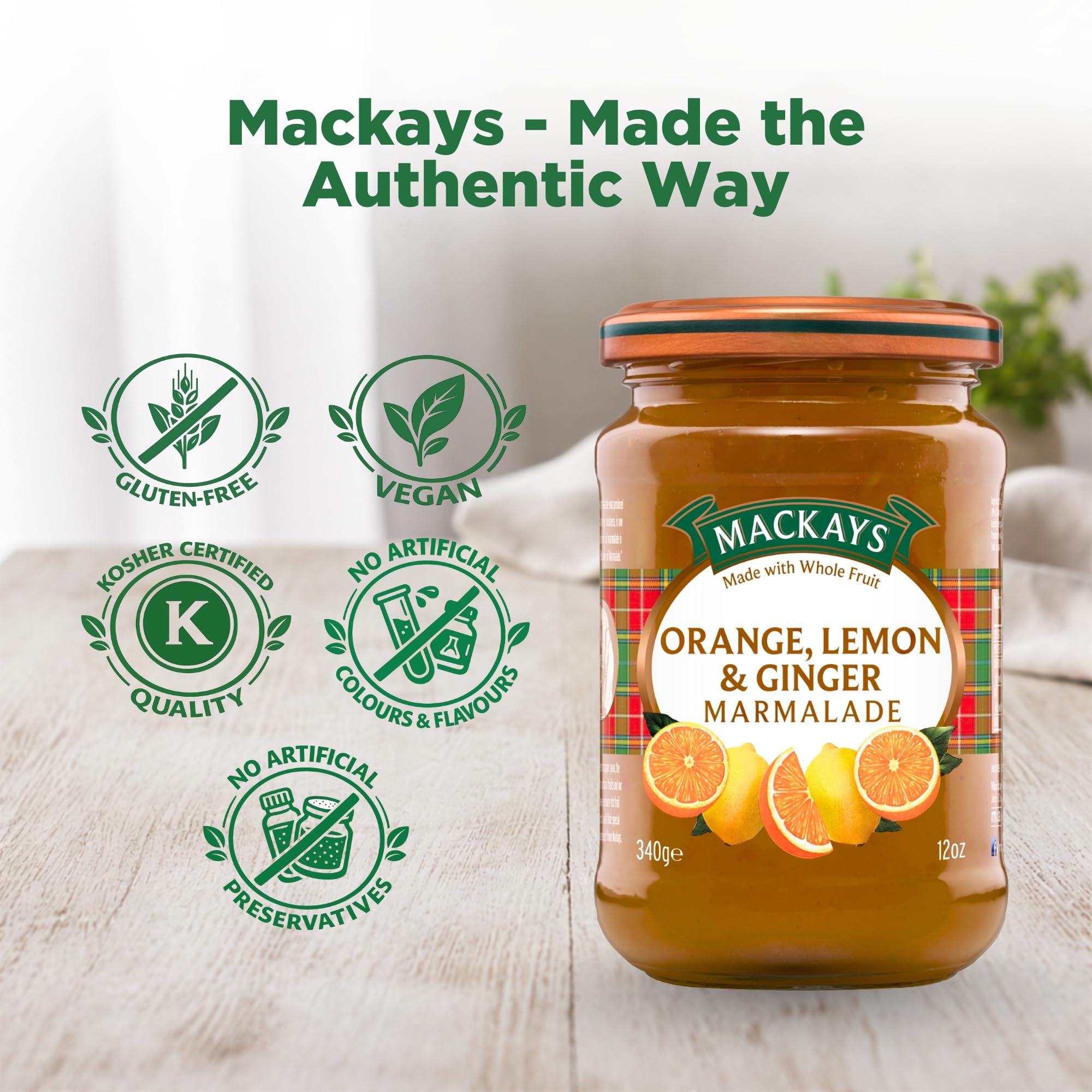 Mackays Orange, Lemon & Ginger Marmalade 340g | Made with Real