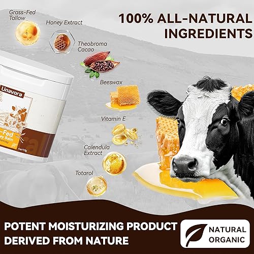 Miniatura 2 de Tallow and Honey Balm - Hidratante natural con sarga de carne alimentada con pasto para la piel, miel, vitamina E, sin perfume, 4 onzas, ideal para