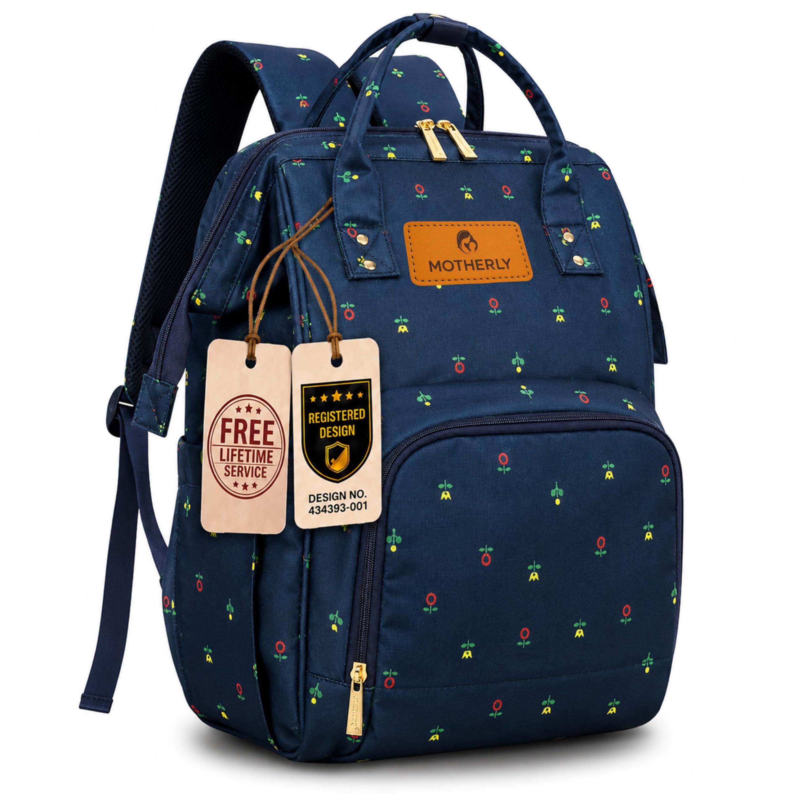 Motherly Elegant Diaper Bag for Mothers for Travel, Maternity Bag for Newborn Baby, Mothers Travelling Bag, Multipocket Baby Bag, Hospital Bag for Moms with Warranty (Blue Flower)-image-6