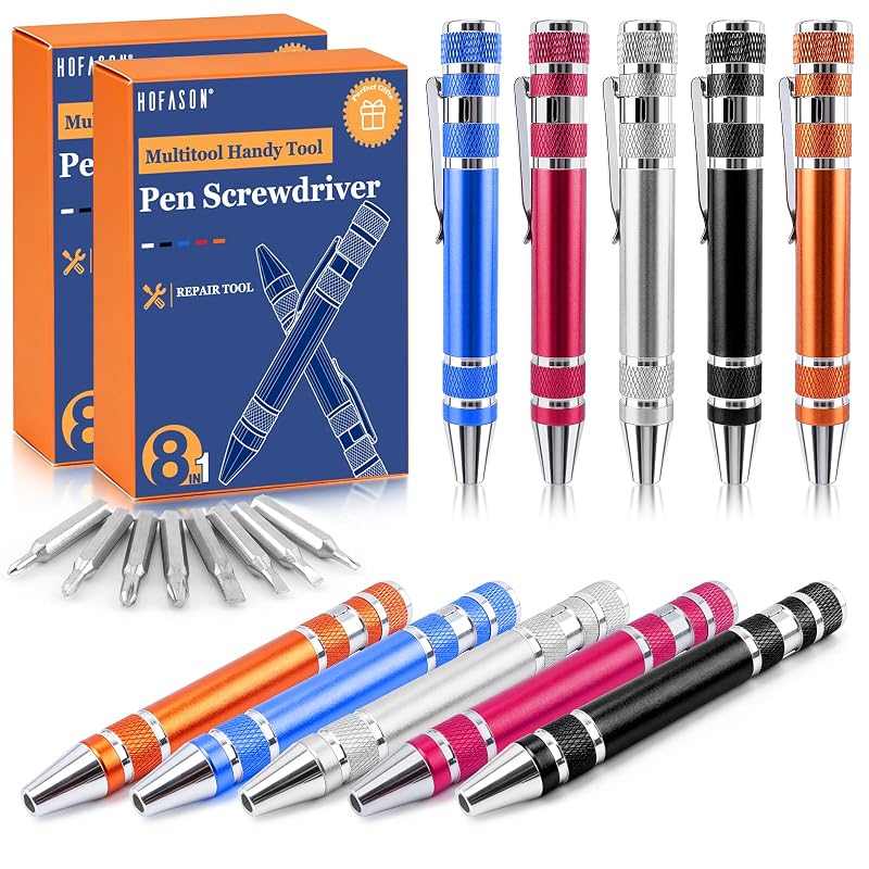 HOFASON Kit com 10 Chaves de Fenda Tipo Caneta 8 em 1 com Bits Intercambiáveis YS-8in1-LSB-10P