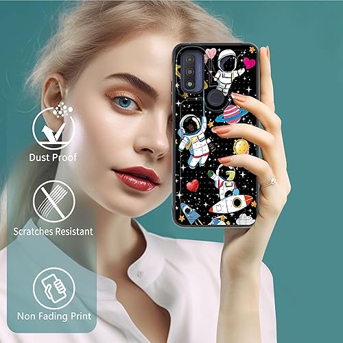 Miniatura 2 de RYUITHDJP Funda para Motorola Moto G Pure de 6.5 pulgadas, diseño lindo de astronautas para Motorola G Pure funda resistente de doble capa elegante