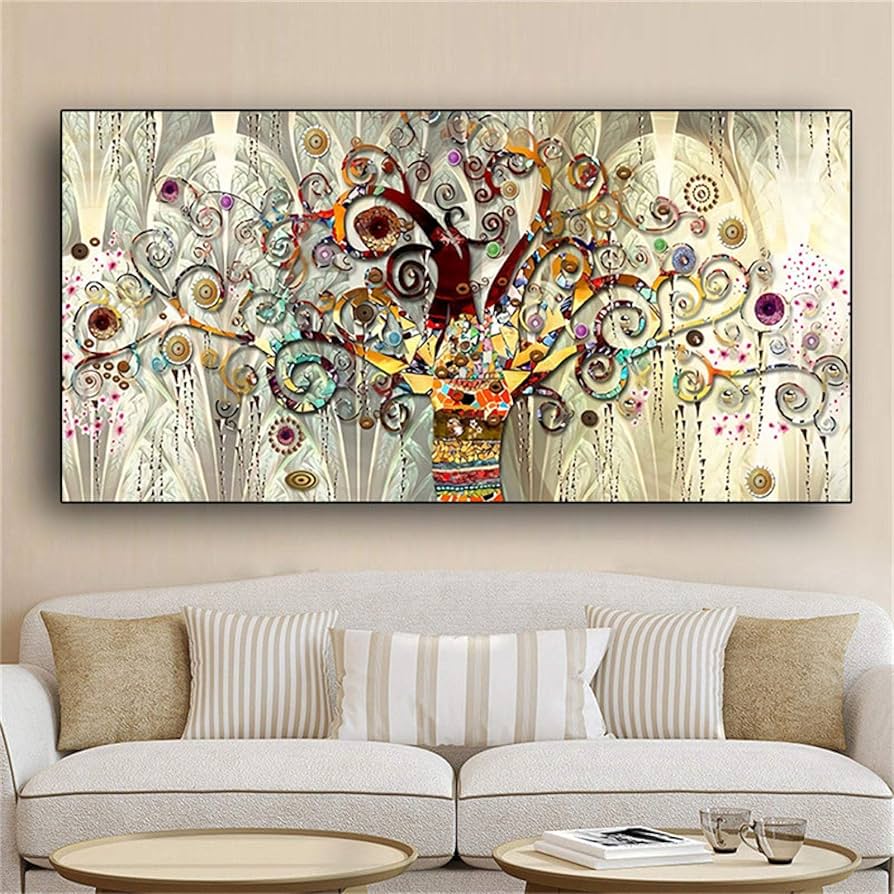 巨大 クリムト 生命の木 抽象画 Tree of Life キャンバス 青 Amazon.co.jp: 世界的に有名な絵画 グスタフクリムト生命の樹