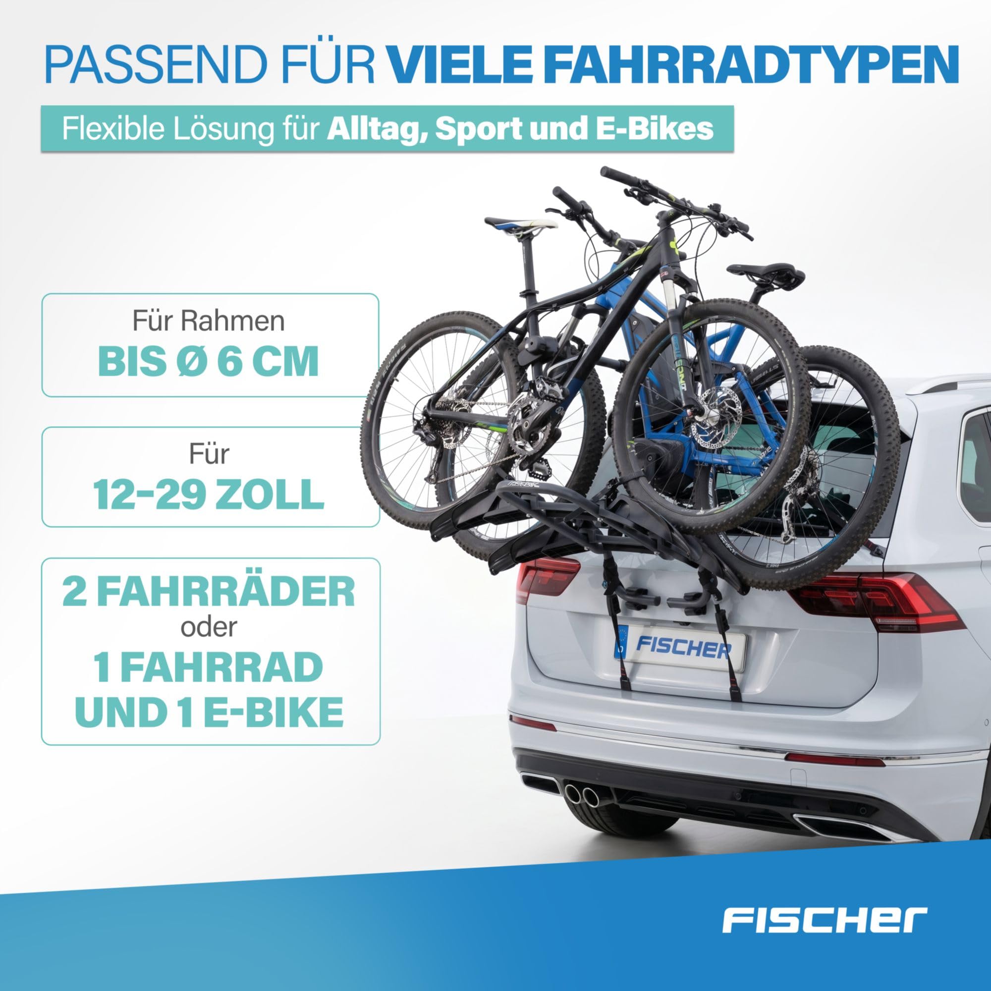 Fischer 10444 Porte-vélos arrière, pour Le Montage sur Le Coffre de véhicule, Noir