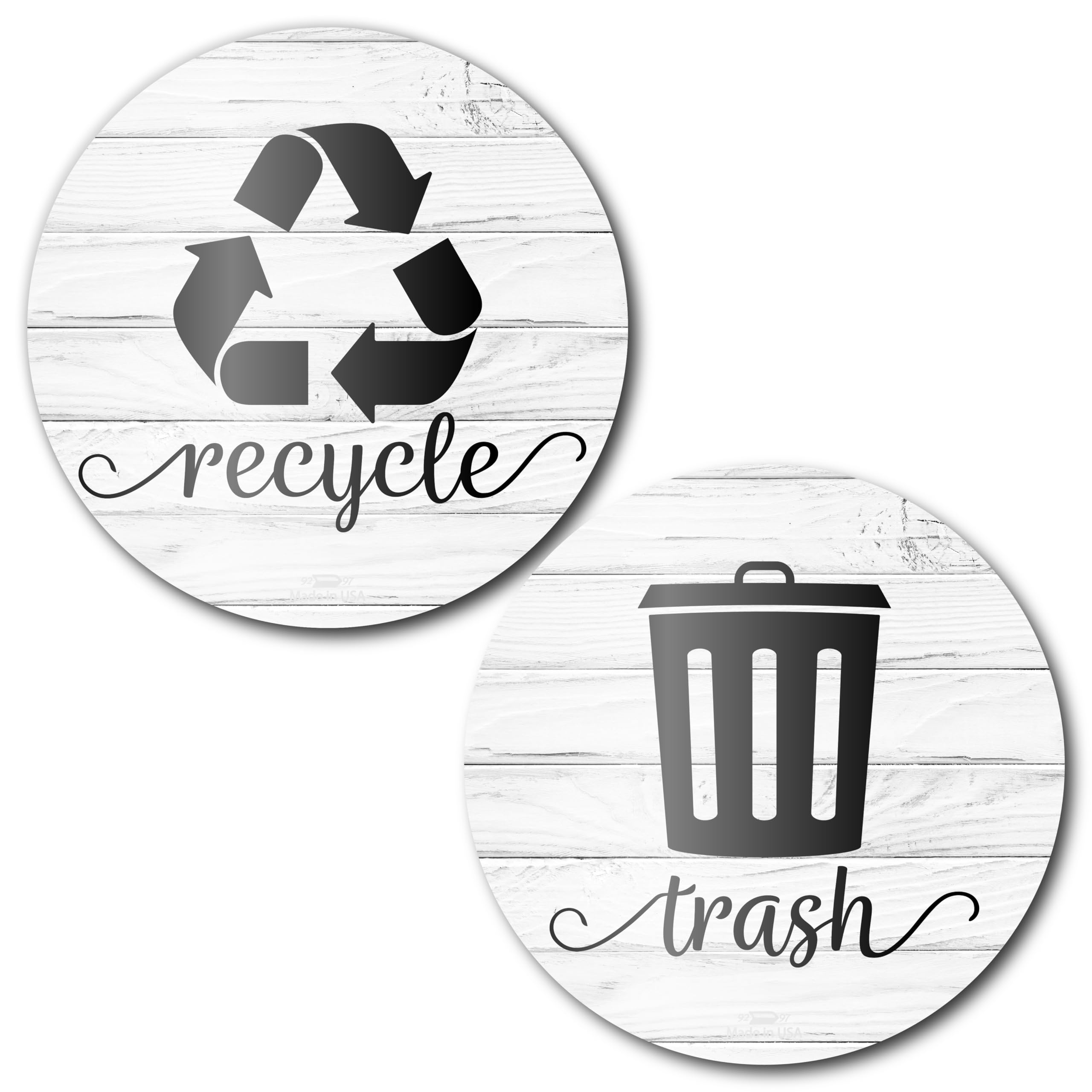 Farmhouse Recycling Stickers for Trash Can & Bins, 3.5" Recycle Stickers for Trash Bins, Laminated Recycle Sticker for Kitchen Garbage Can Recycling