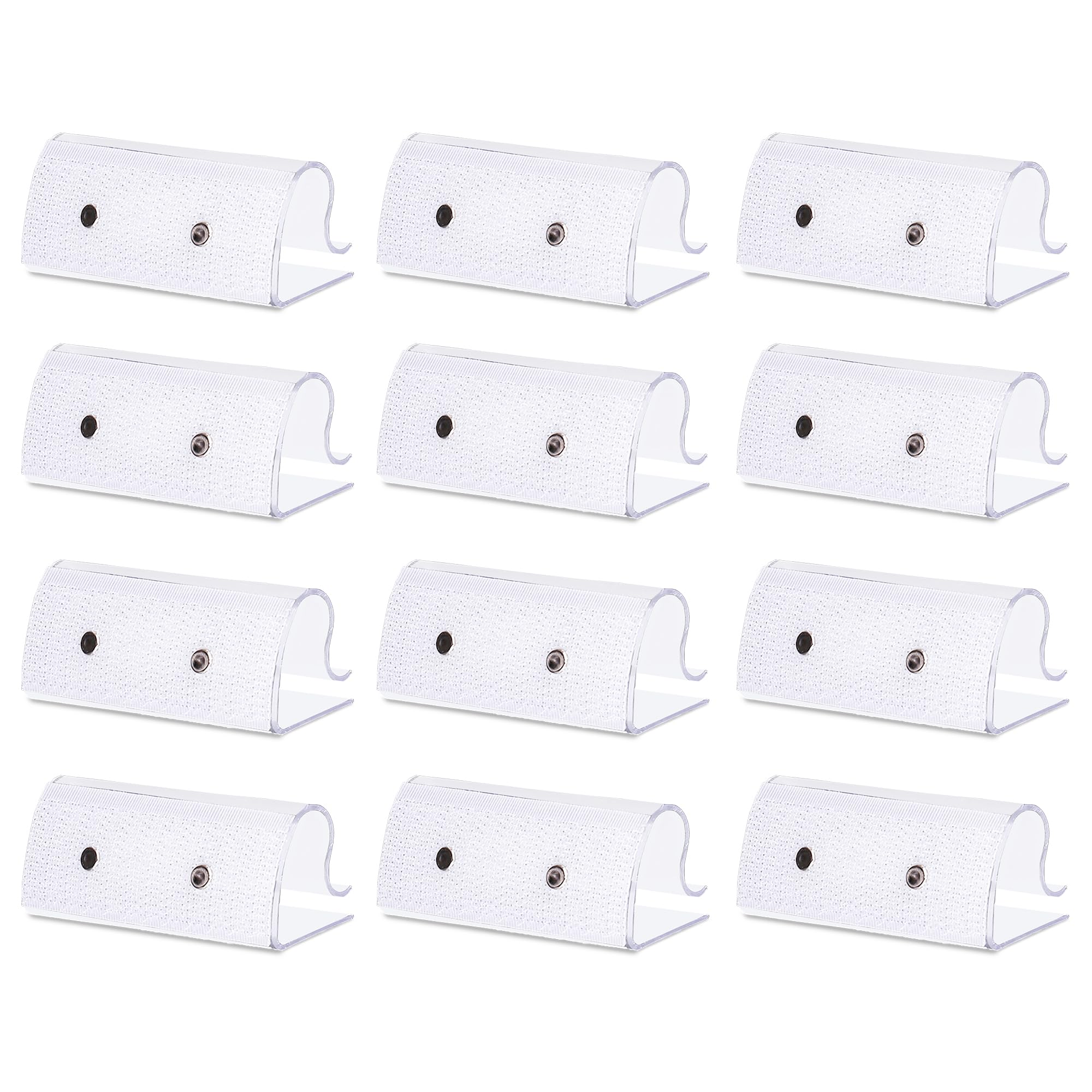 WedDecor Tablecloth Clips Plastic Table Skirt Holders With Hook And Loop Fastening Table Cloth Clips For Events Parties Banquets For Securing Covers & Skirts, 6.5cm x 2.5cm x 2.5cm, White, 12pcs