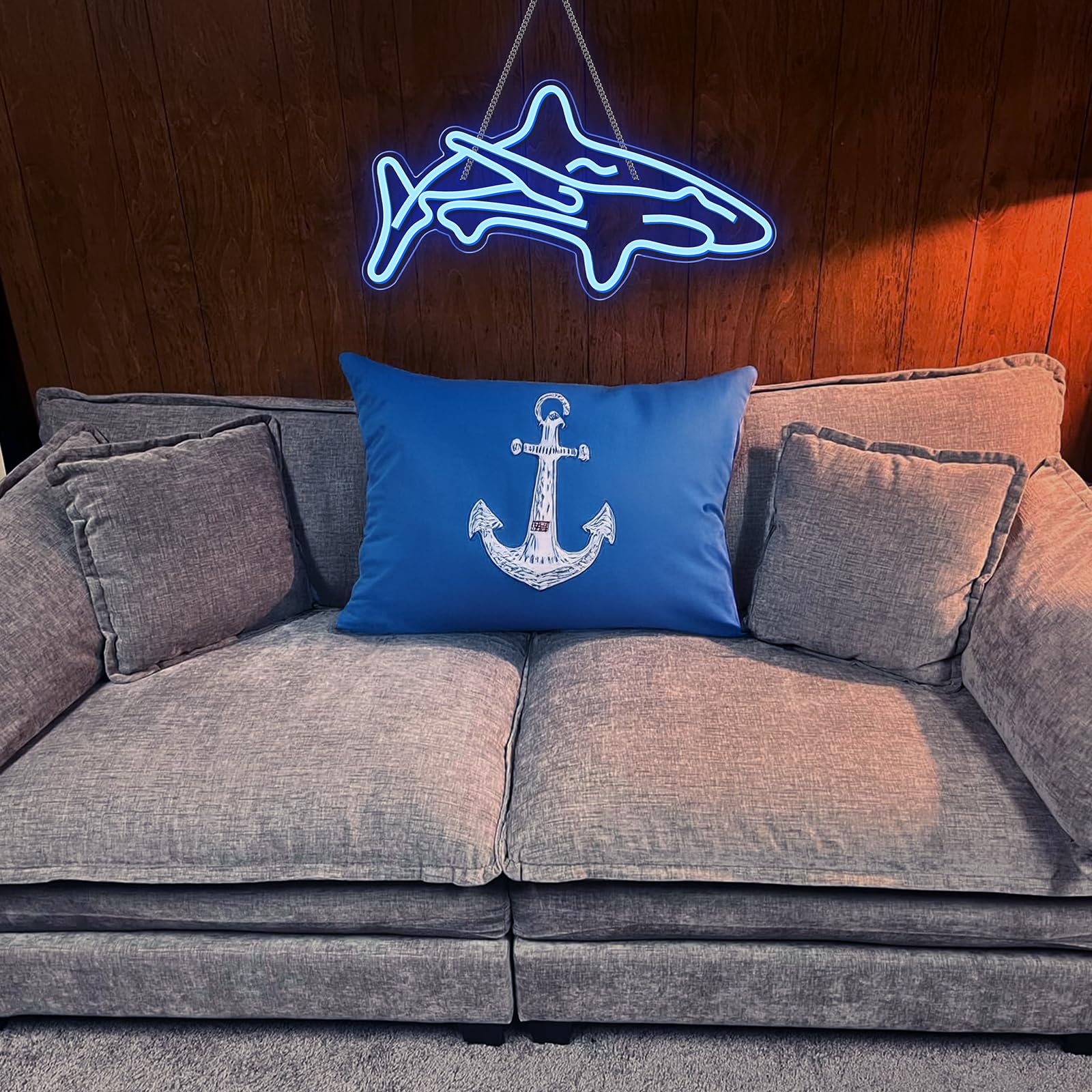 Hai Led Leuchtreklame für Schlafzimmer Blaue Leuchtschilder Wanddekoration Acryl Einzigartig Nachtlicht für Jungen Geschenke Wohnzimmer Bar Partyzubehör