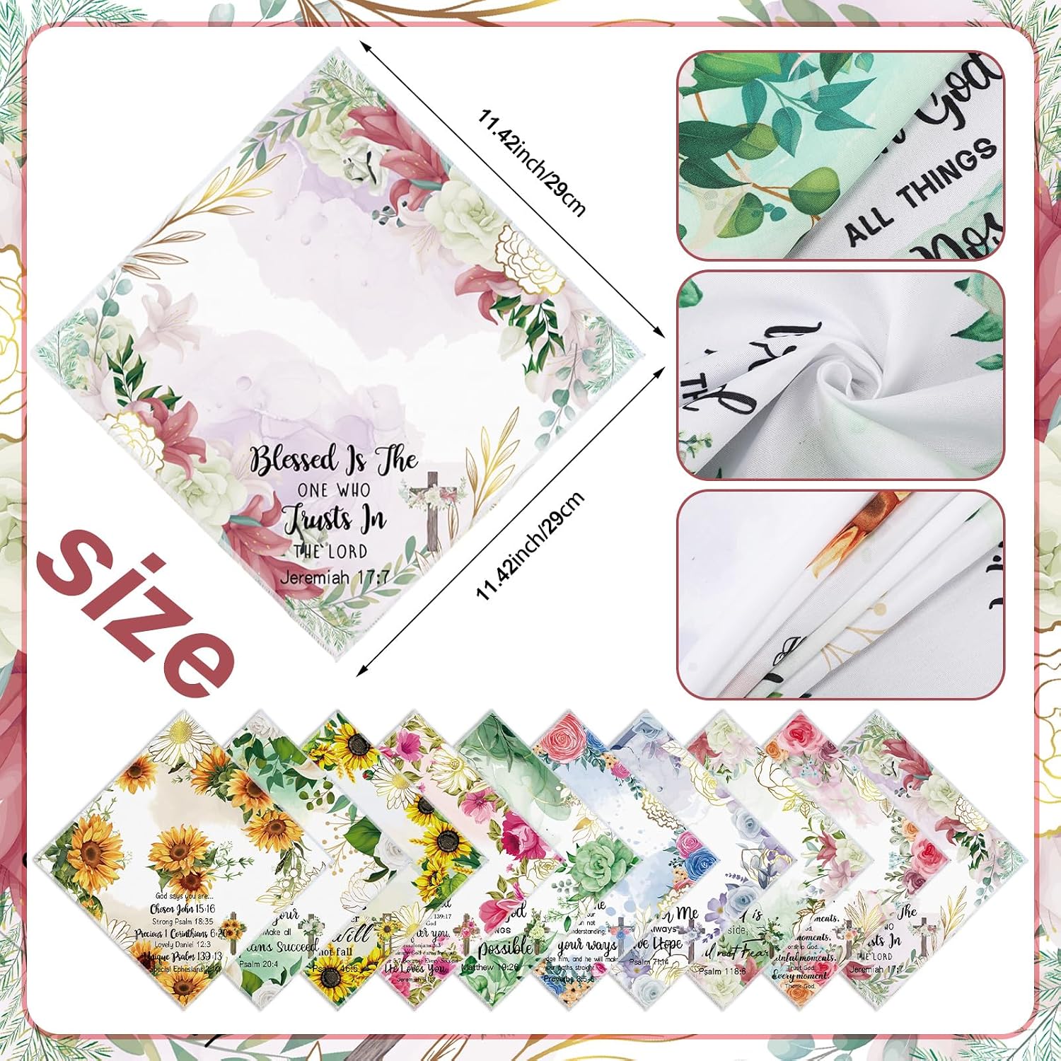 SmoothNovelty Christian Handkerchief Bible Verse Lady Gift image 3