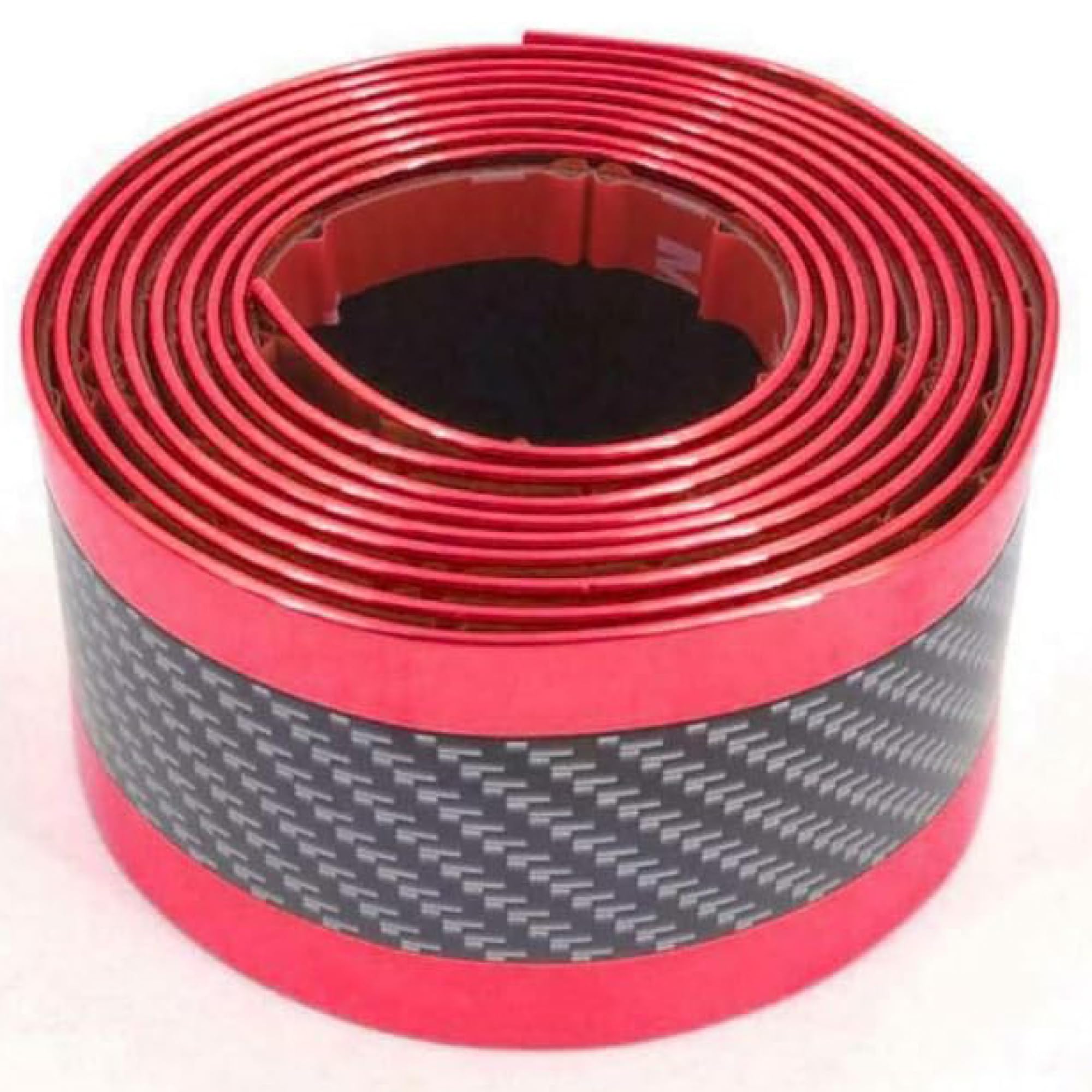 Riloer Auto Door Entry Sill Scuff Plate Paint Sill Protector, 3.2 Feet Red Carbon Fiber Pattern Bumper Door Sill Sticker, Hood Side Skirt Patch Rear Bumper Guard Protection Strip, Against Scratch