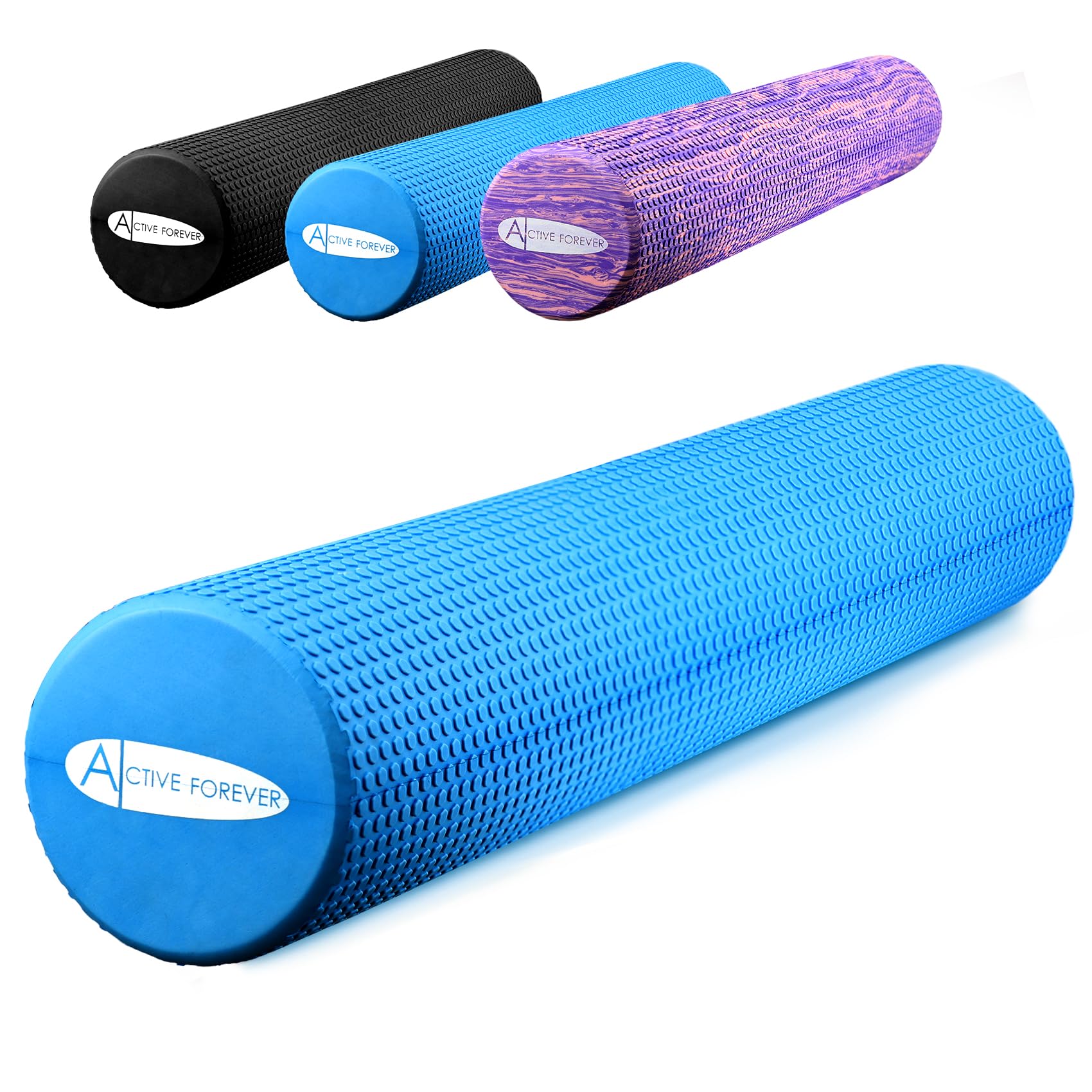 Solid Floating Dot Foam Roller，Relieve Muscle Tension&Promote Circulation，High Density Massage Rollers for Back, Legs, Fitness, Yoga, Pilates-Blue（90cm*15cm）