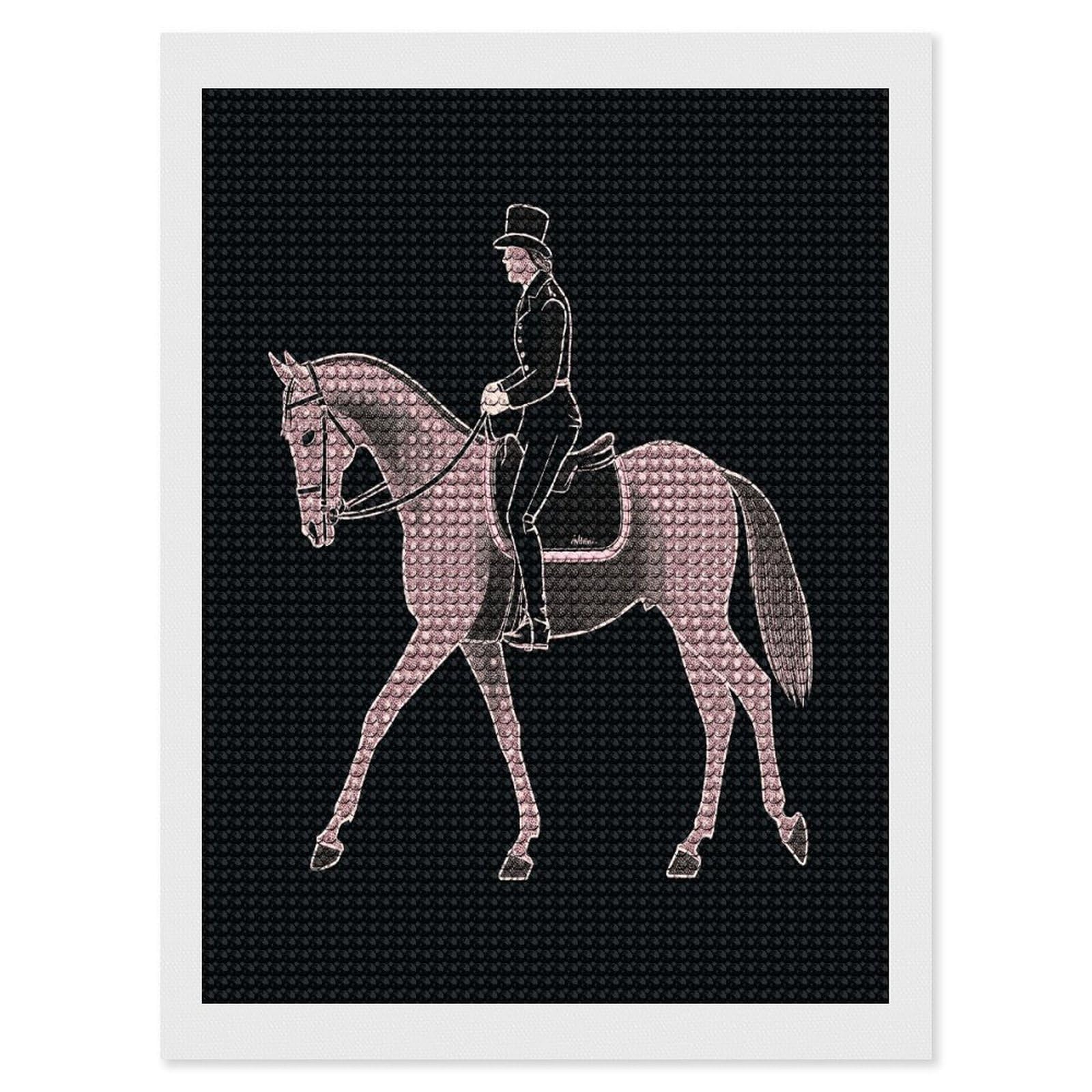 FekiLoot Dressage Dressage Rider Horse Diamond Art Kits for Adults Diamond Painting Kits for Beginners DIY Diamond Art Kits Round Full Drill Diamond Dot Gem Painting for Home Wall Decor Gift 12"x16"
